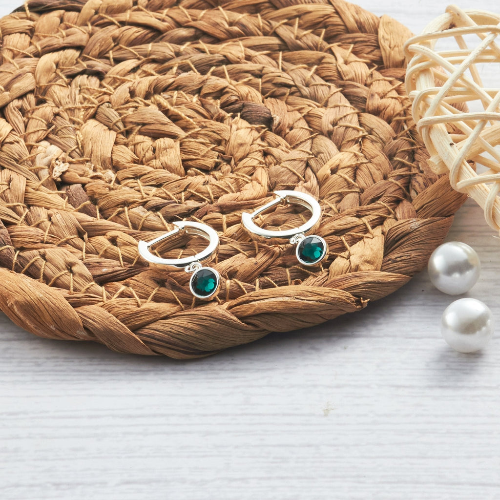 Green Crystal Hoop Earrings Created with Zircondia® Crystals
