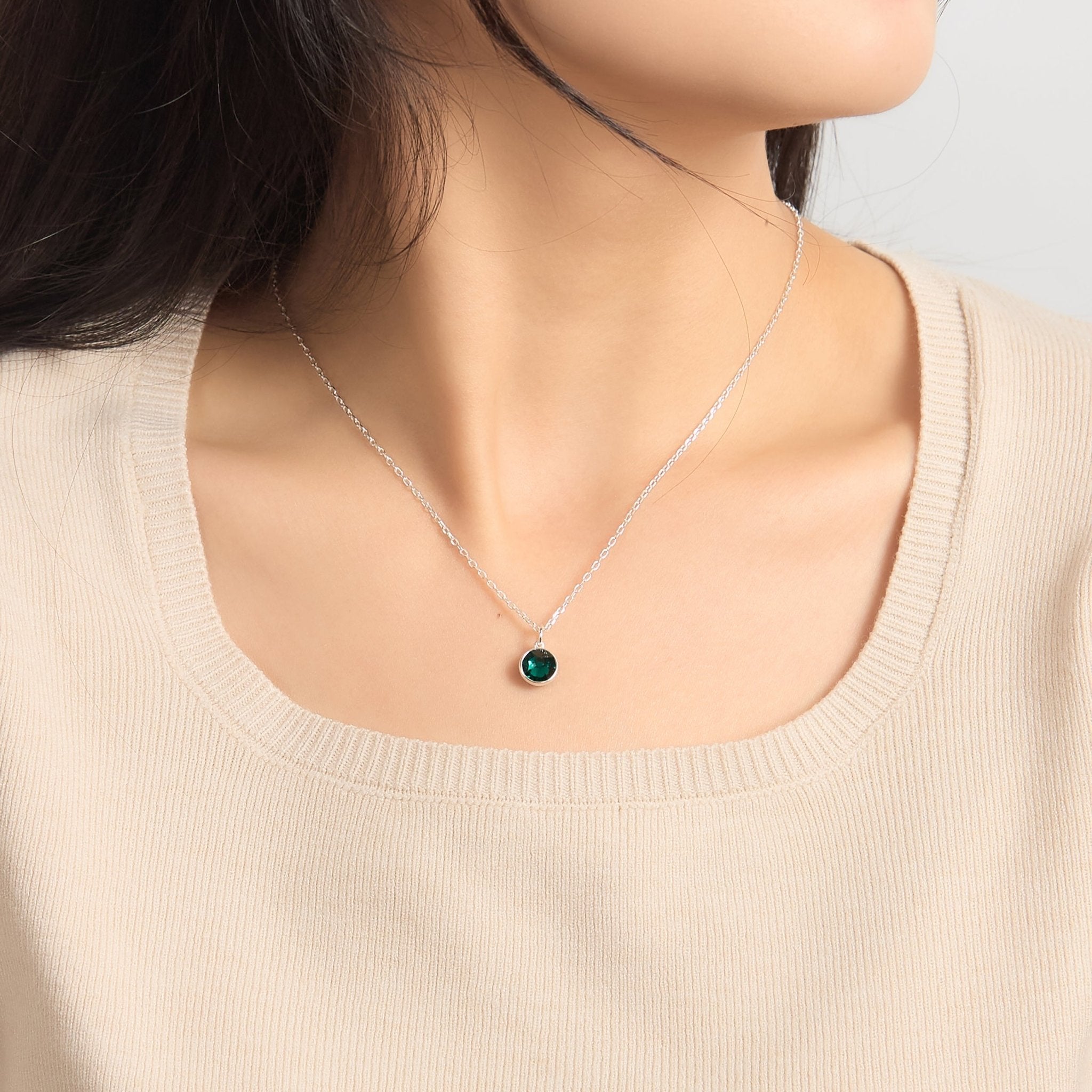 Green Crystal Necklace Created with Zircondia® Crystals