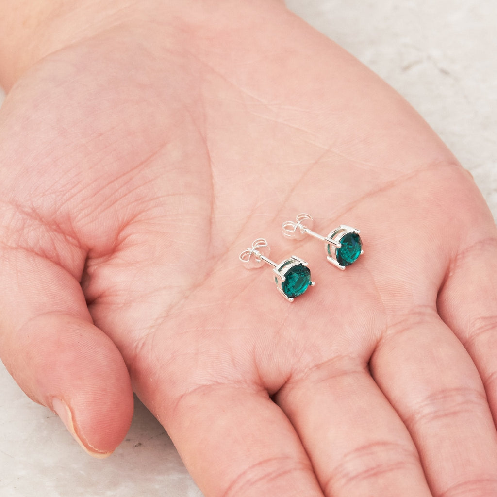 Green Stud Earrings Created with Zircondia® Crystals