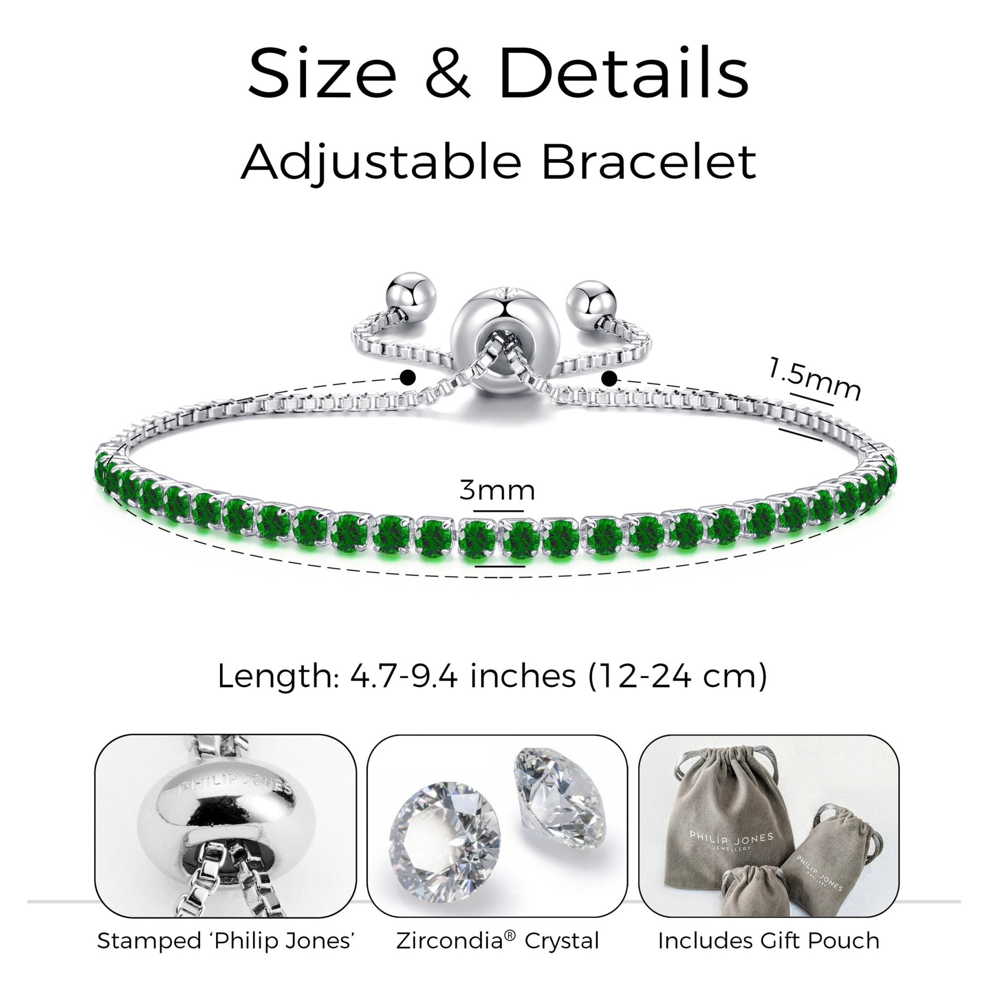 Green Tennis Friendship Slider Bracelet Created with Zircondia® Crystals