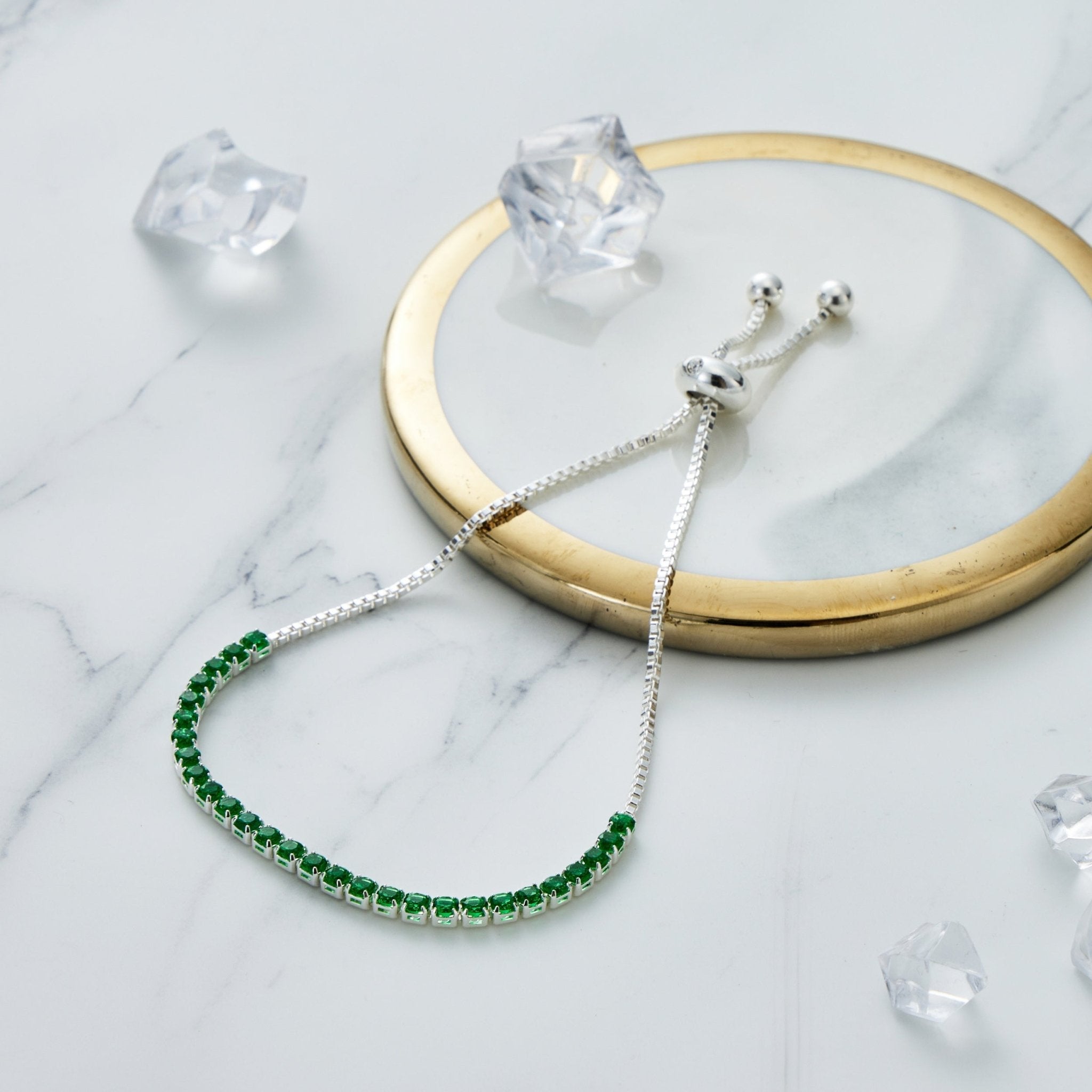 Green Tennis Friendship Slider Bracelet Created with Zircondia® Crystals
