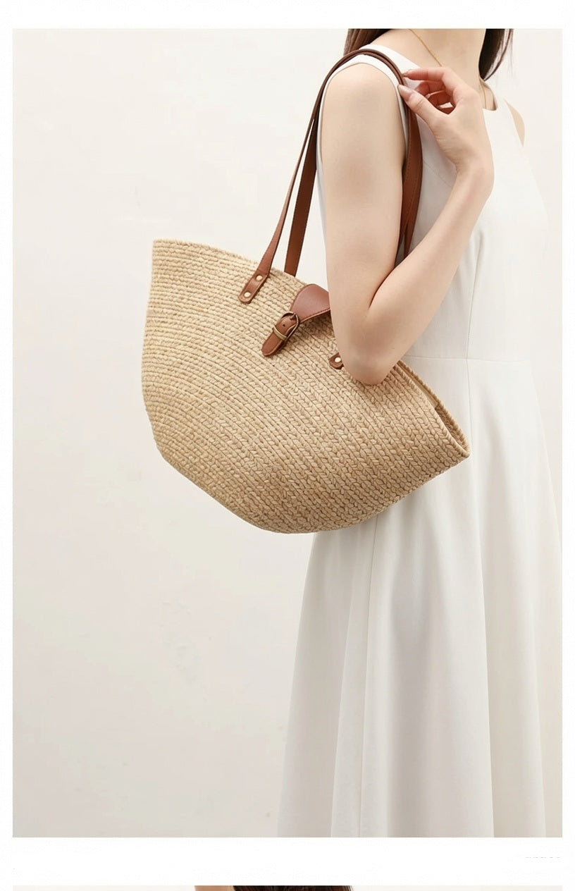 French Style Basket Bag Market Summer Straw Tote