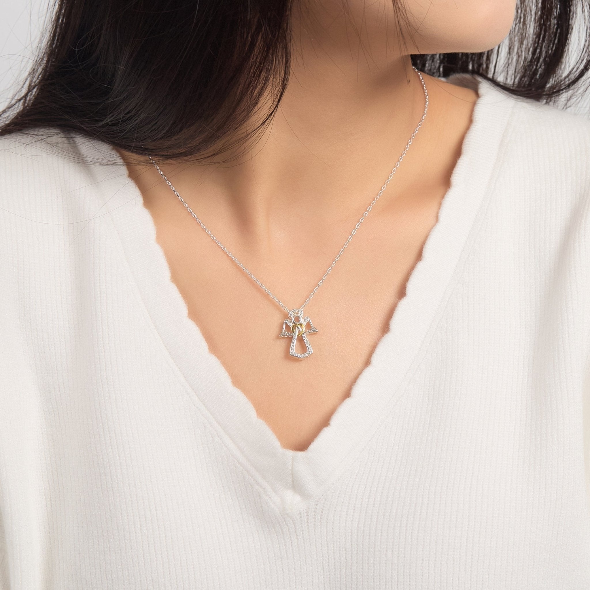 Guardian Angel Necklace with Quote Card Created with Zircondia® Crystals