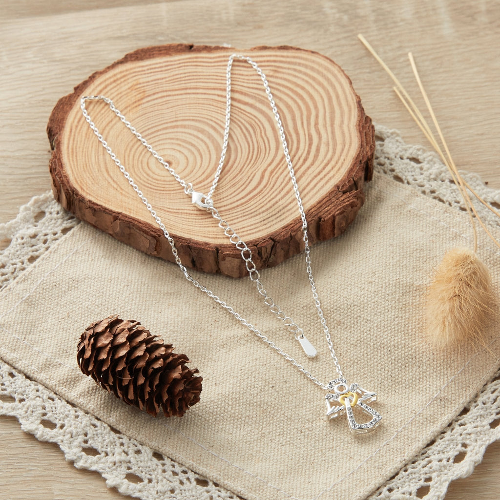 Guardian Angel Necklace with Quote Card Created with Zircondia® Crystals