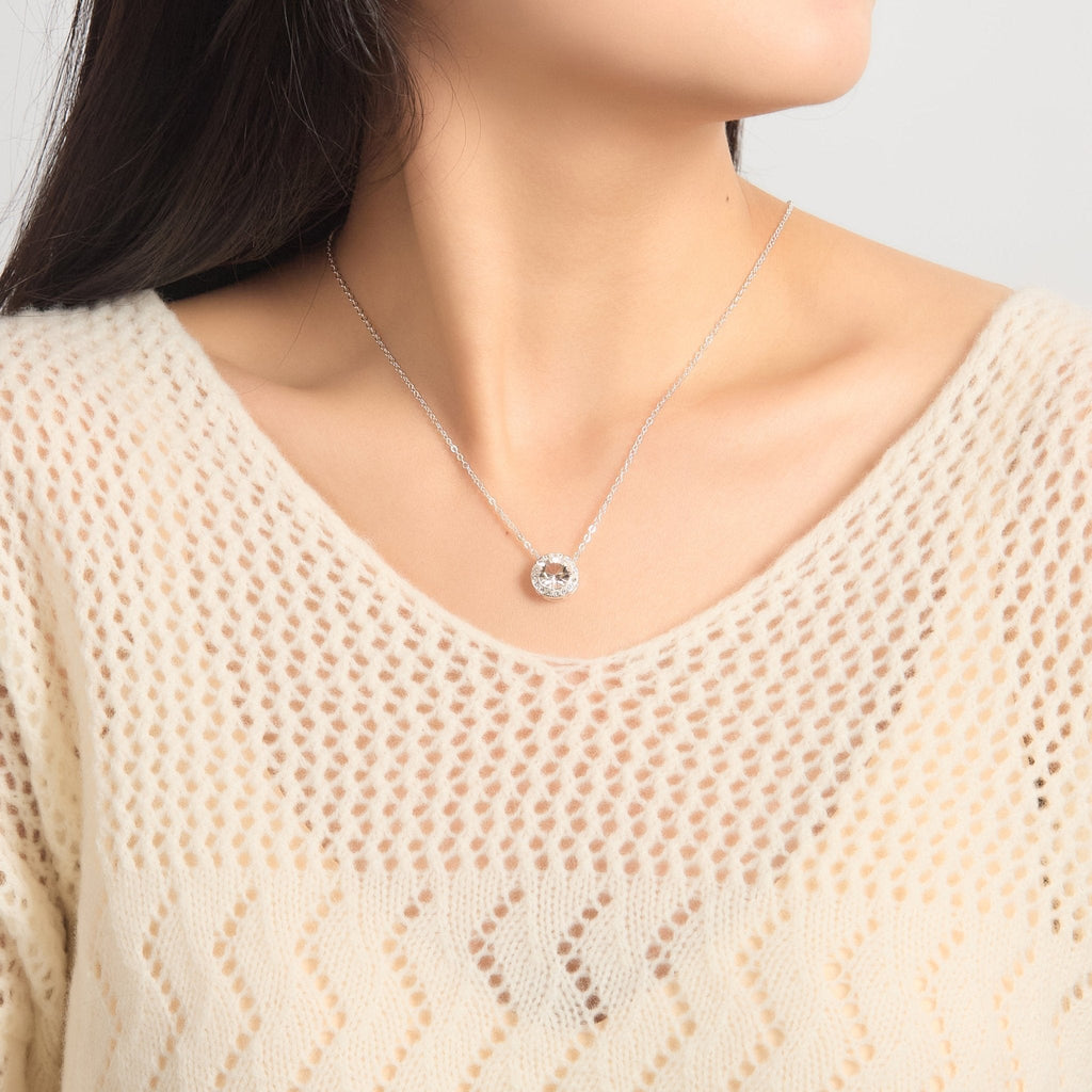 Halo Necklace Created with Zircondia® Crystals
