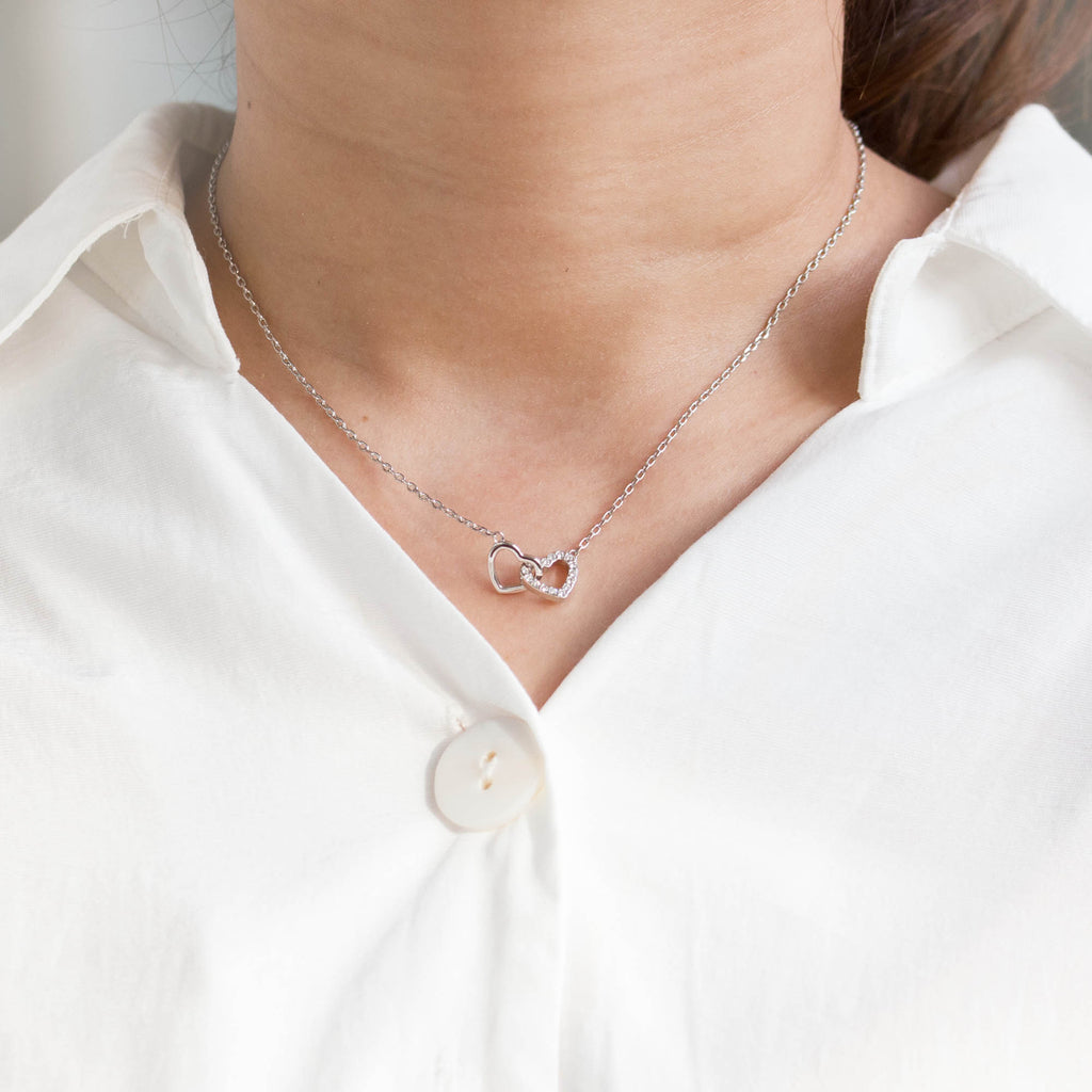 Heart Link Necklace Created with Zircondia® Crystals
