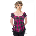Heartless Hemlock Top - Ladies Dark Pink Check Top