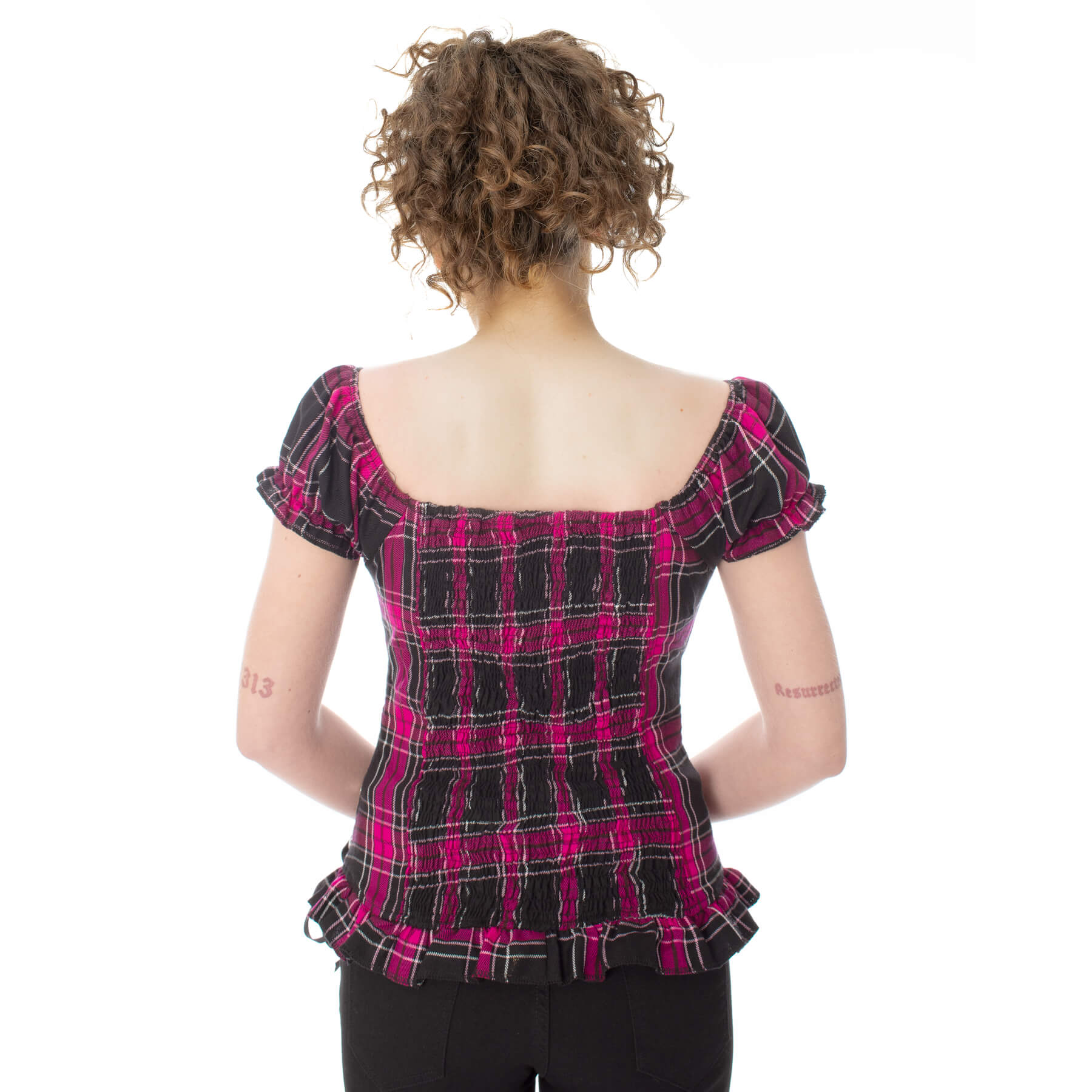 Heartless Hemlock Top - Ladies Dark Pink Check Top