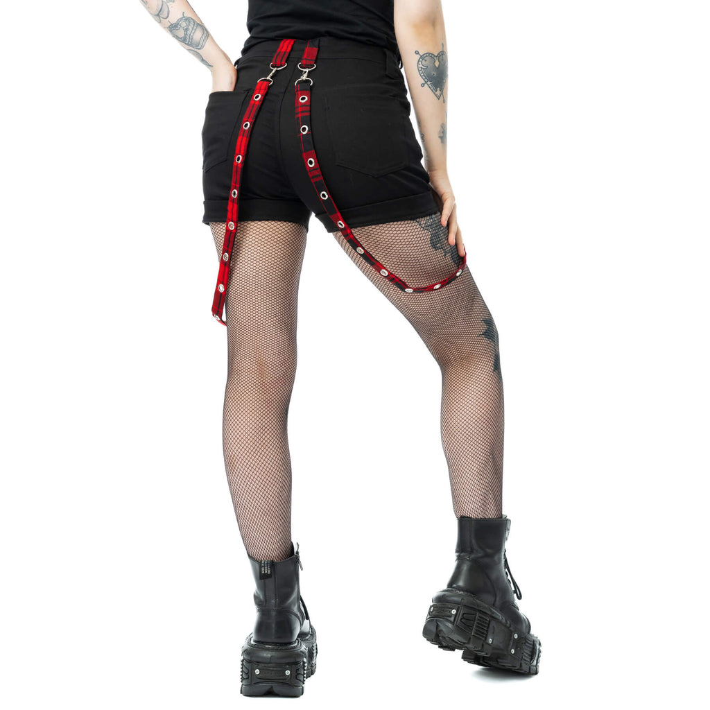 Heartless Honora Shorts for Ladies in Black and Red Check