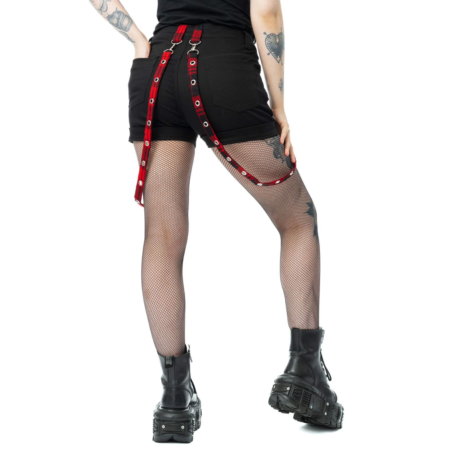 Heartless Honora Shorts for Ladies in Black and Red Check