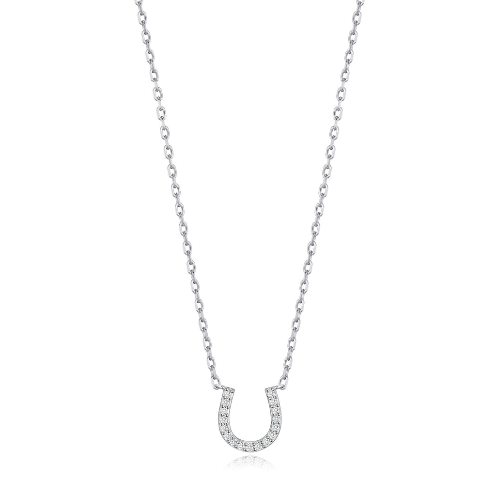 Horseshoe Necklace Created with Zircondia® Crystals