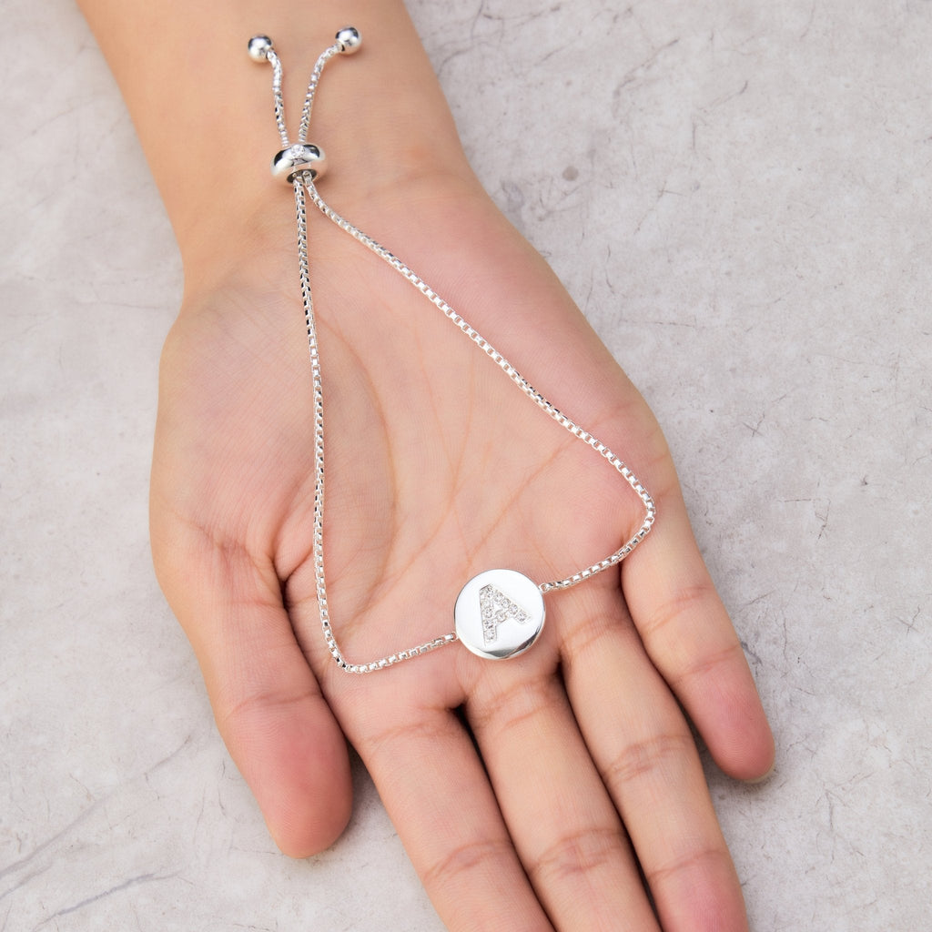 Initial Friendship Slider Bracelet Letter A Created with Zircondia® Crystals