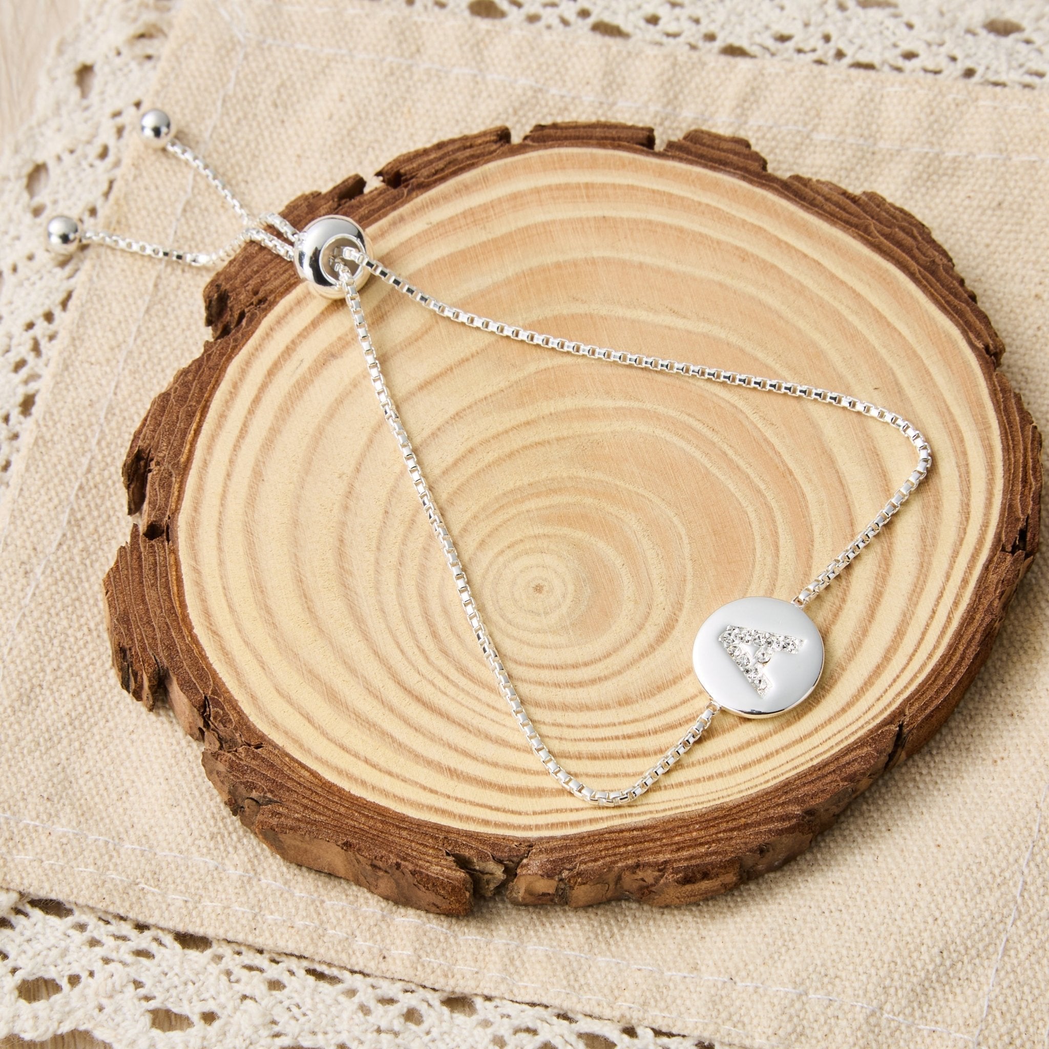 Initial Friendship Slider Bracelet Letter A Created with Zircondia® Crystals