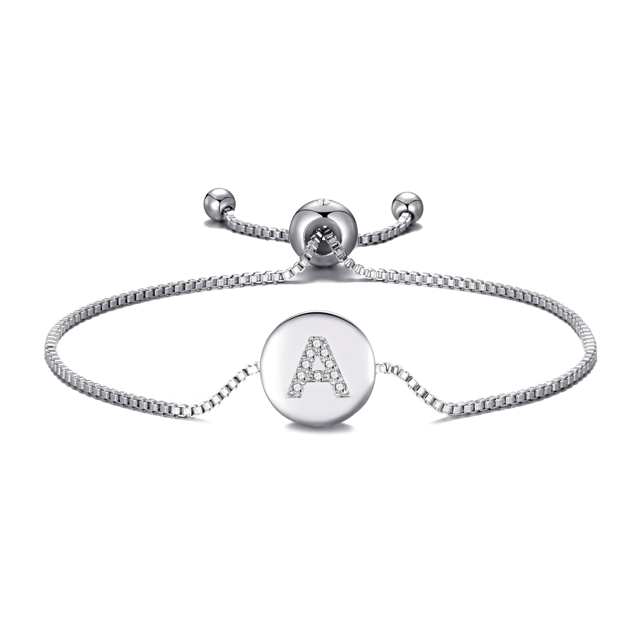 Initial Friendship Slider Bracelet Letter A Created with Zircondia® Crystals