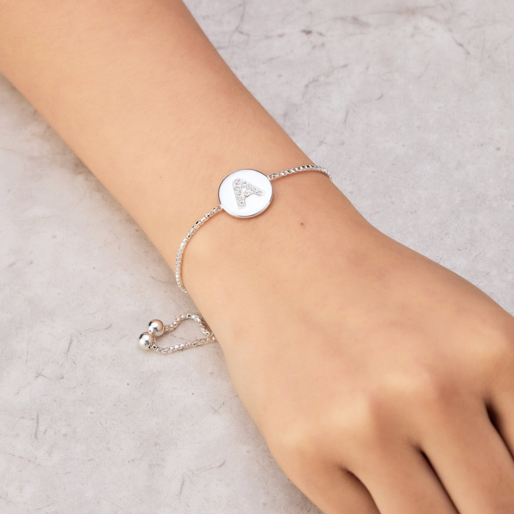 Initial Friendship Slider Bracelet Letter A Created with Zircondia® Crystals
