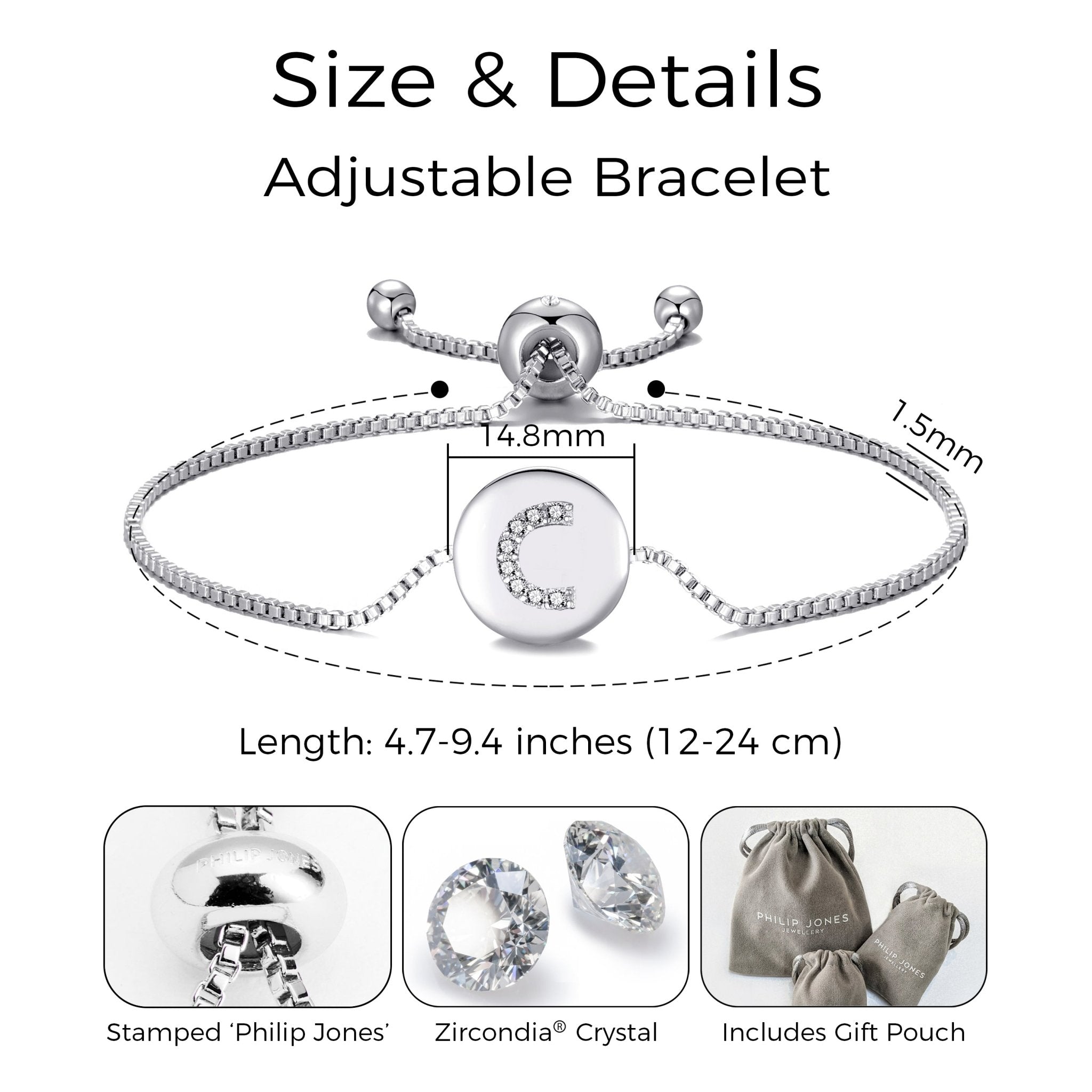 Initial Friendship Slider Bracelet Letter C Created with Zircondia® Crystals