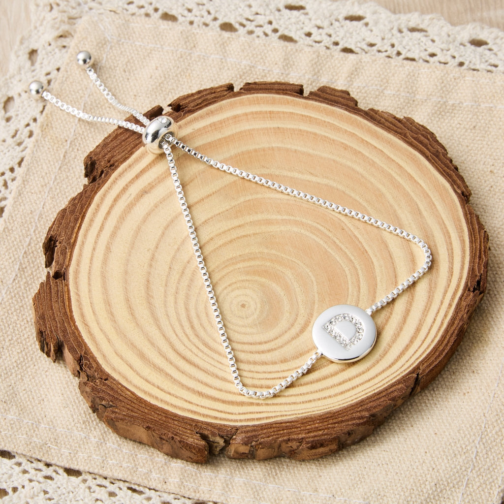 Initial Friendship Slider Bracelet Letter D Created with Zircondia® Crystals