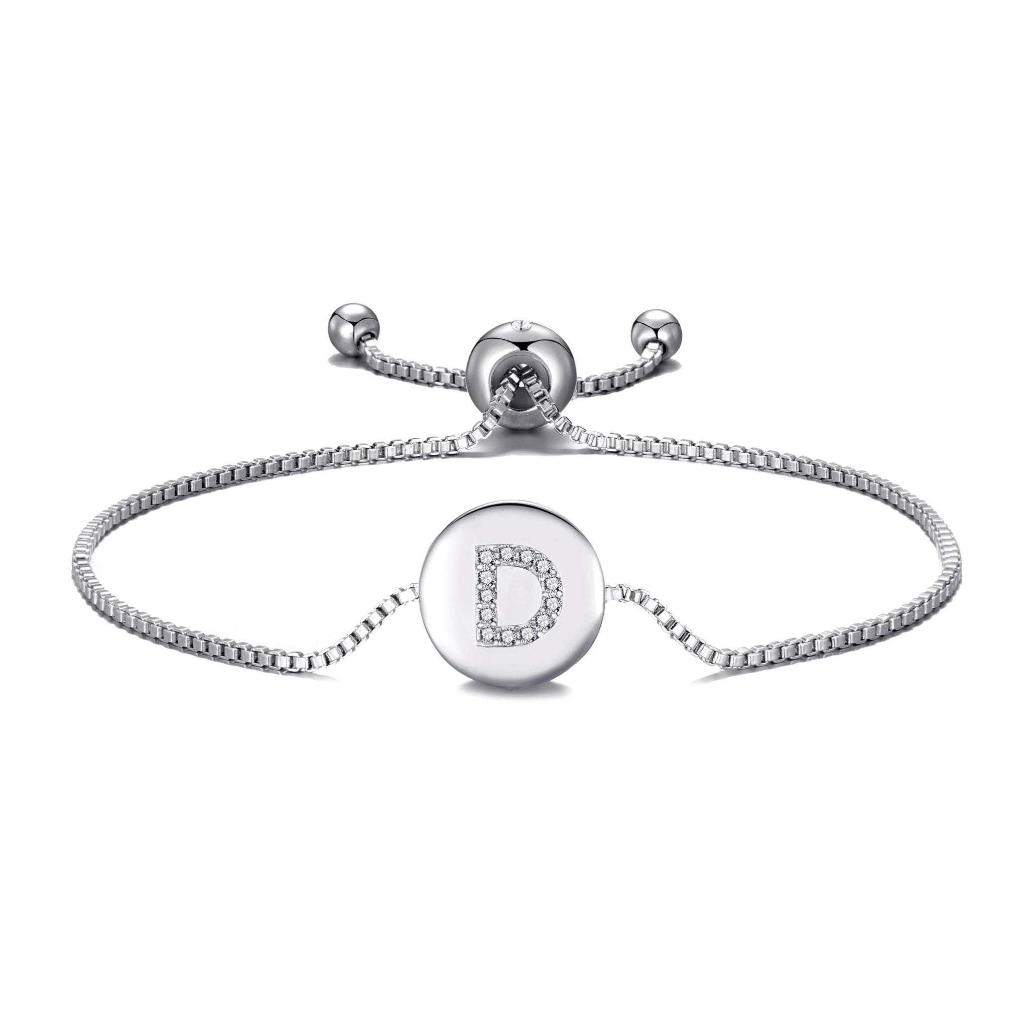 Initial Friendship Slider Bracelet Letter D Created with Zircondia® Crystals