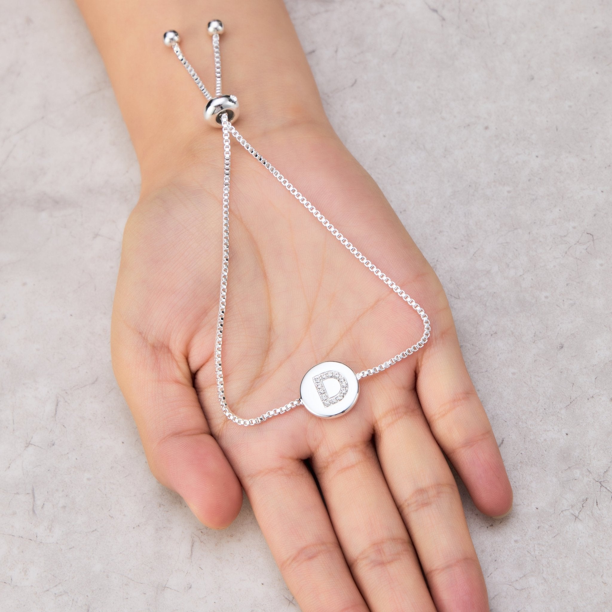 Initial Friendship Slider Bracelet Letter D Created with Zircondia® Crystals