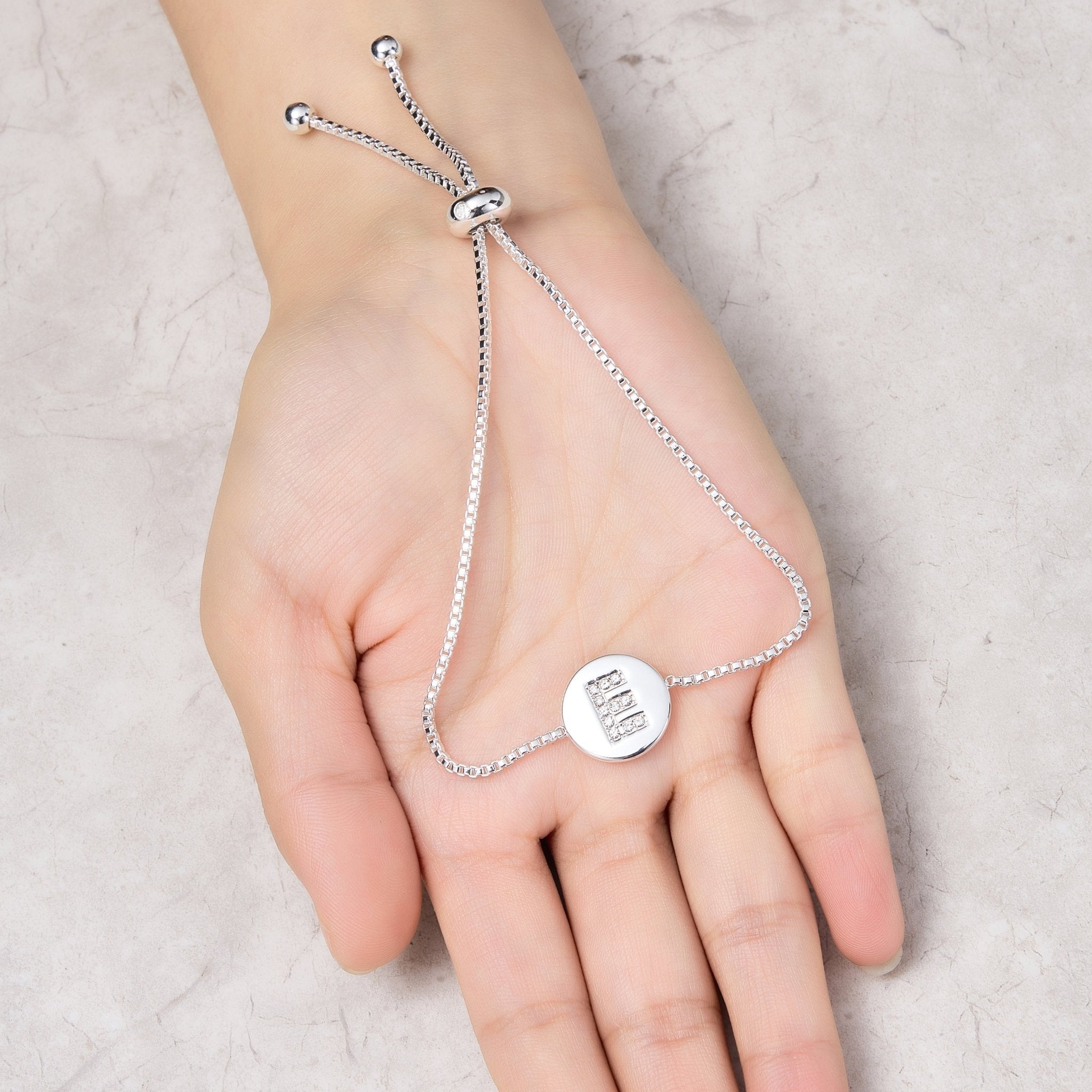 Initial Friendship Slider Bracelet Letter E Created with Zircondia® Crystals
