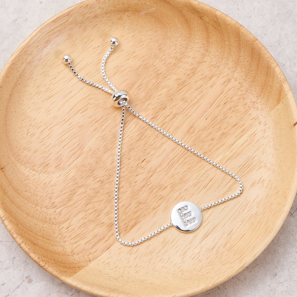 Initial Friendship Slider Bracelet Letter E Created with Zircondia® Crystals