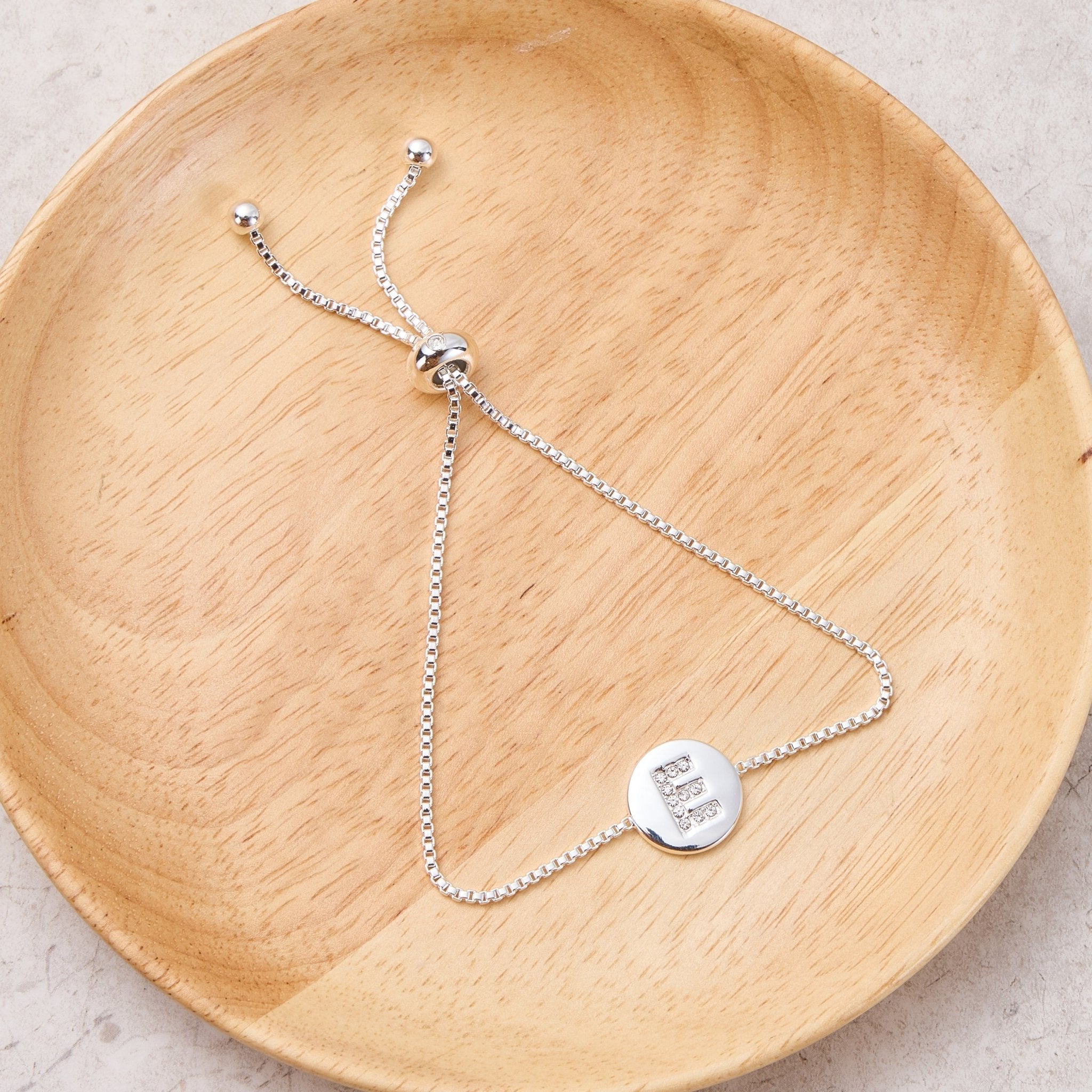 Initial Friendship Slider Bracelet Letter E Created with Zircondia® Crystals