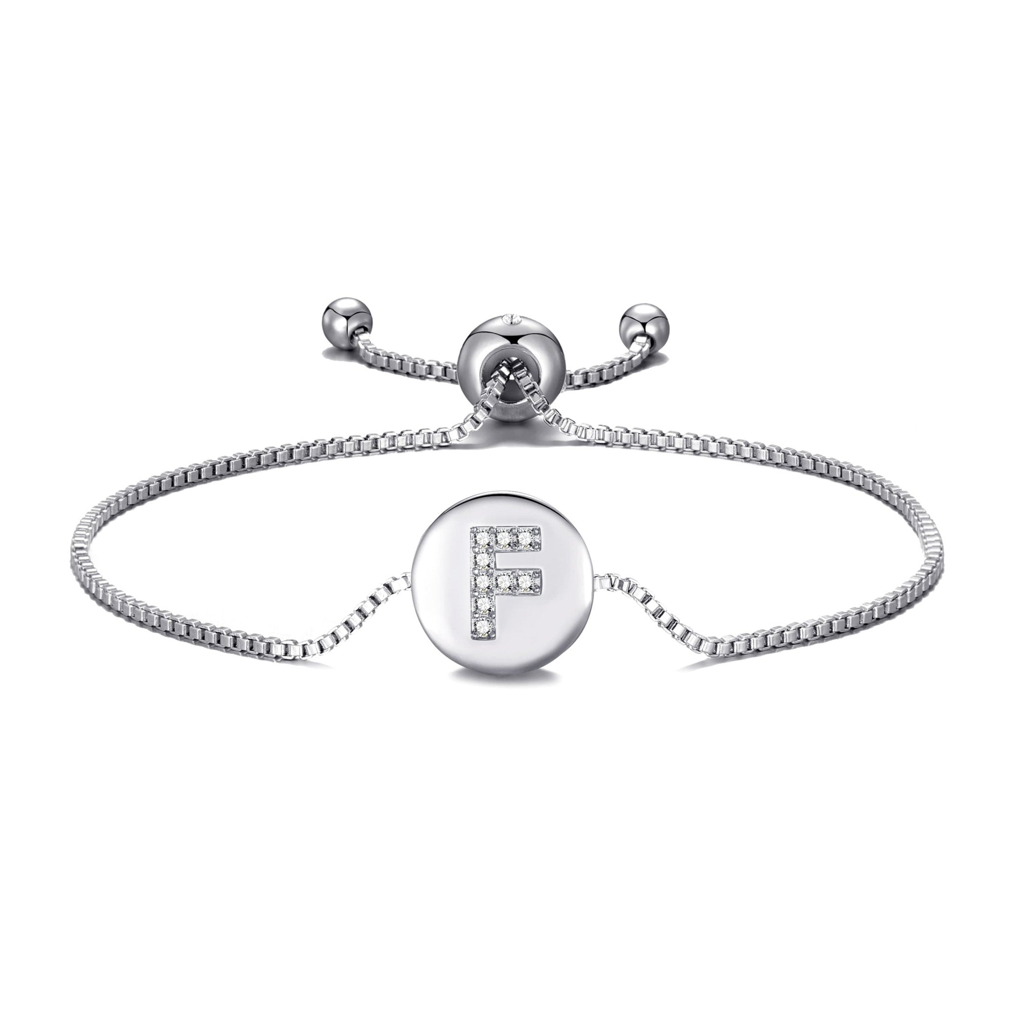 Initial Friendship Slider Bracelet Letter F Created with Zircondia® Crystals