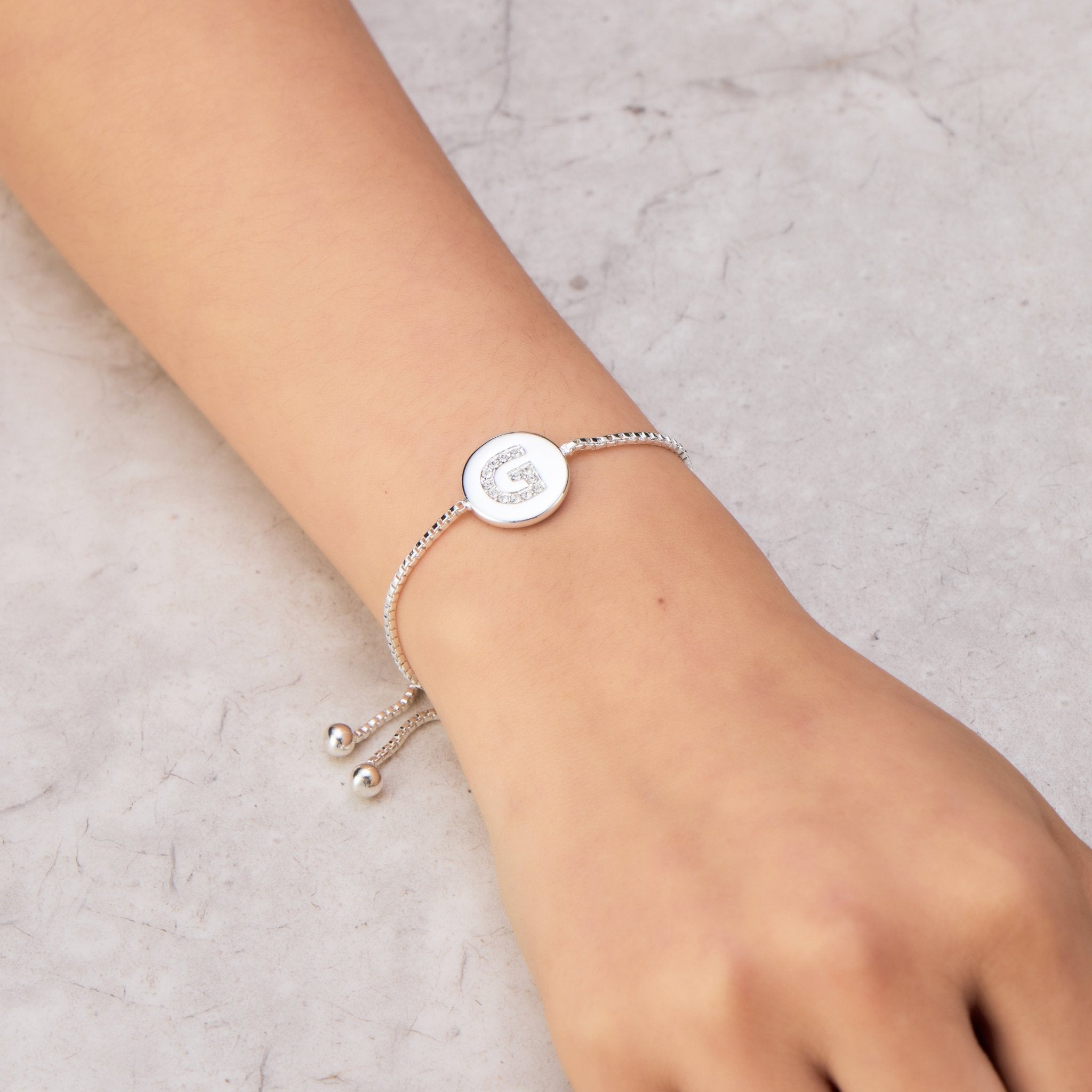 Initial Friendship Slider Bracelet Letter G Created with Zircondia® Crystals