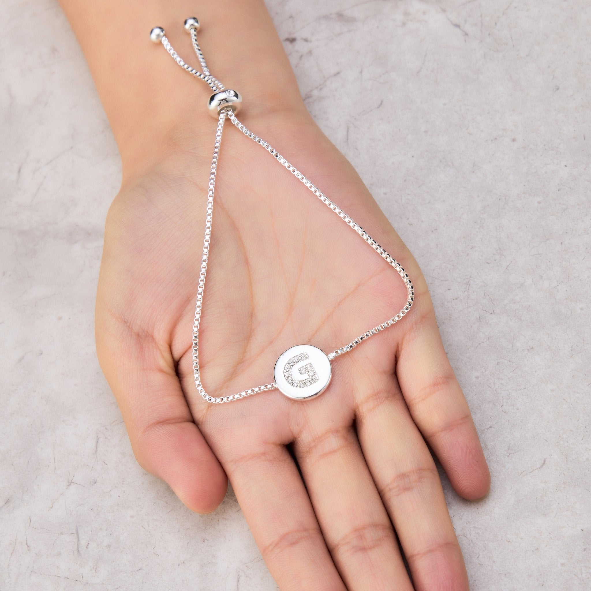 Initial Friendship Slider Bracelet Letter G Created with Zircondia® Crystals