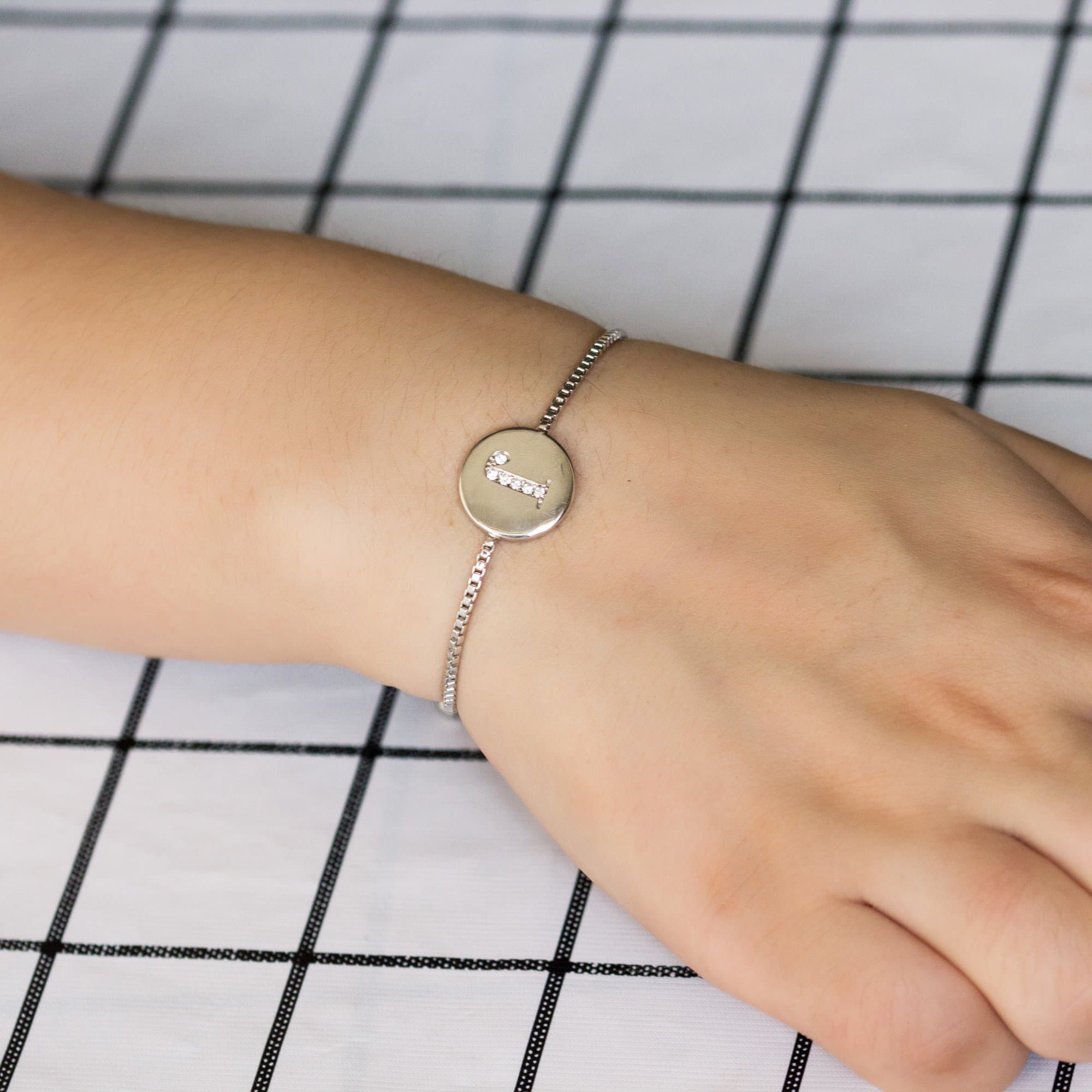 Initial Friendship Slider Bracelet Letter J Created with Zircondia® Crystals