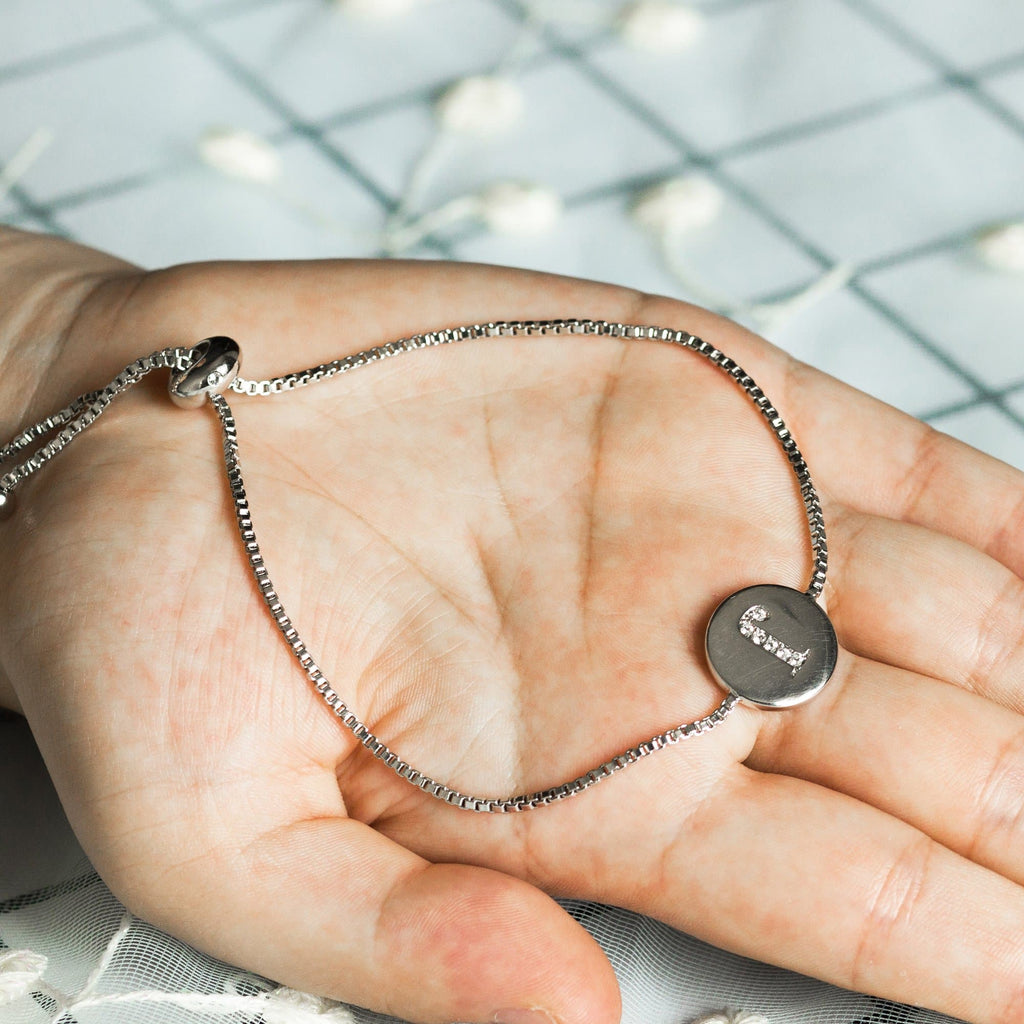 Initial Friendship Slider Bracelet Letter J Created with Zircondia® Crystals