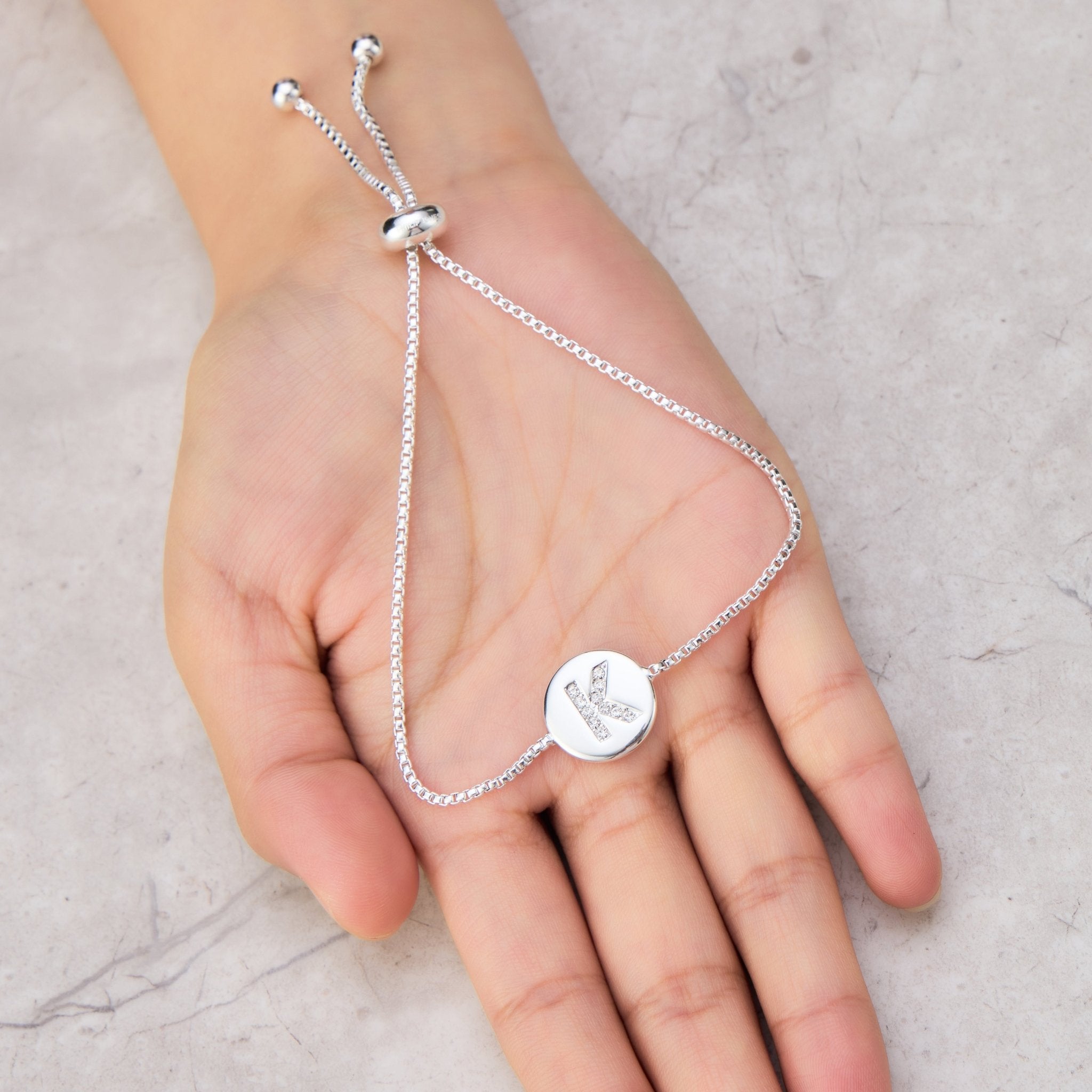 Initial Friendship Slider Bracelet Letter K Created with Zircondia® Crystals