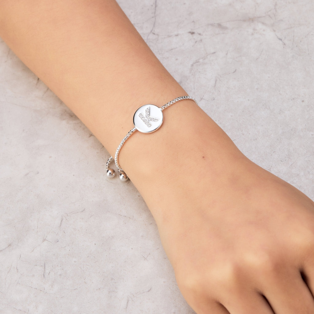 Initial Friendship Slider Bracelet Letter K Created with Zircondia® Crystals