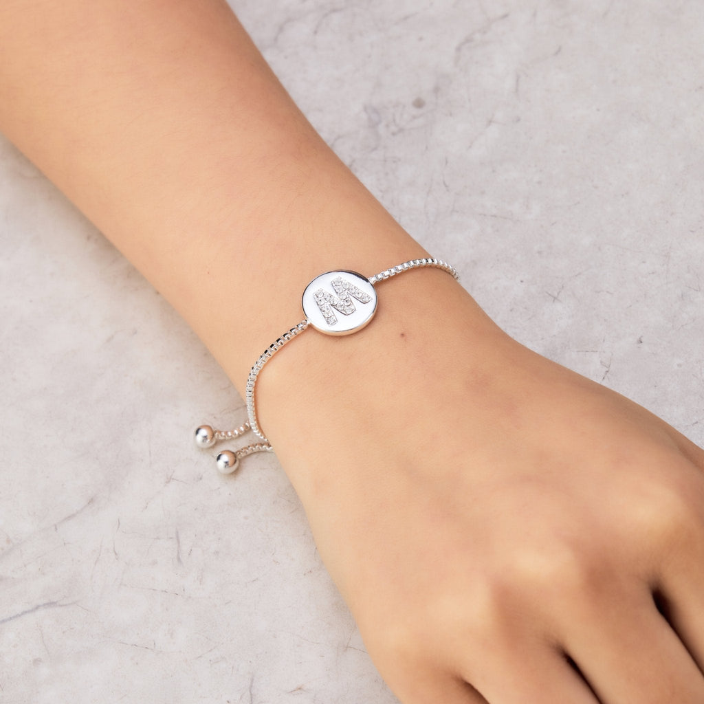 Initial Friendship Slider Bracelet Letter M Created with Zircondia® Crystals