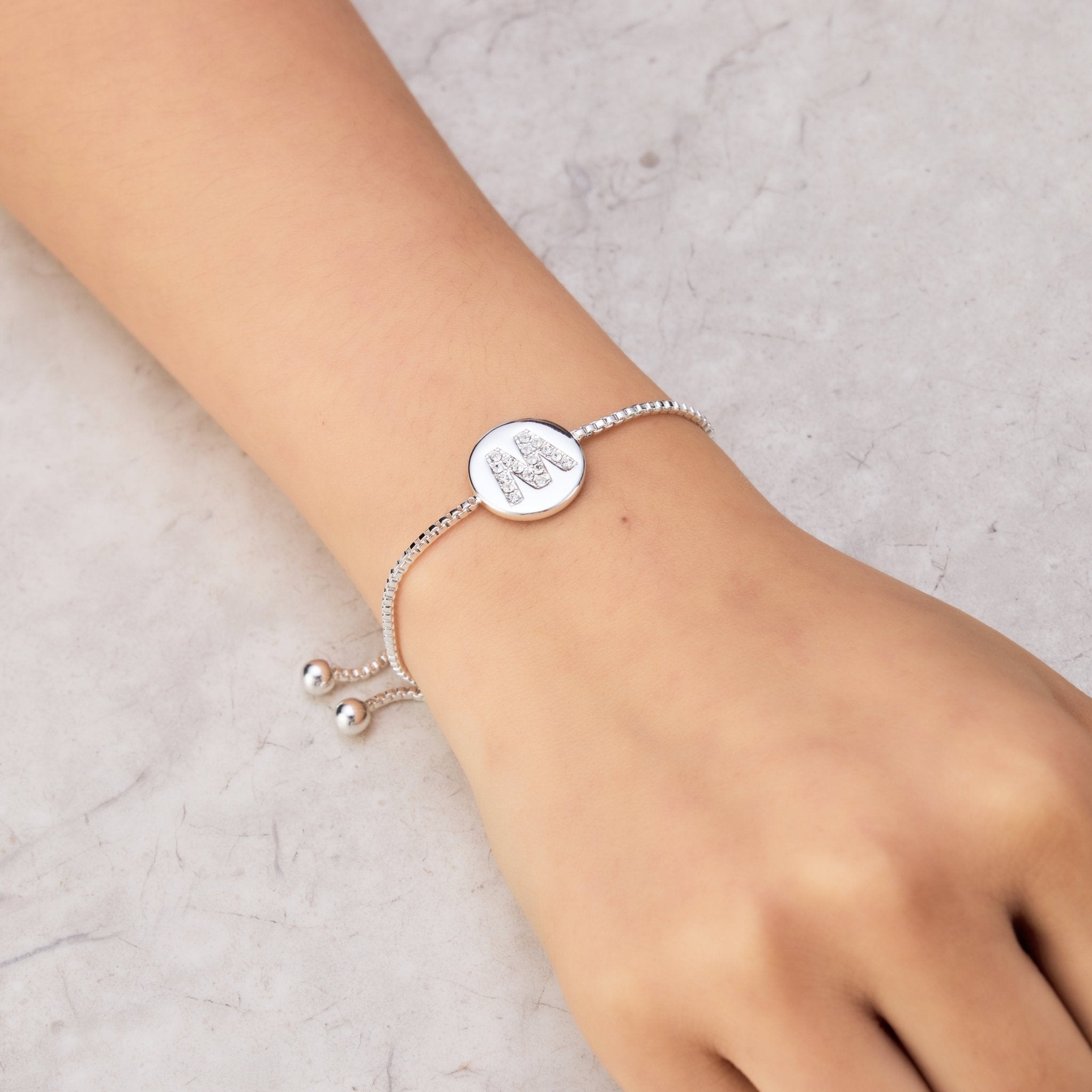 Initial Friendship Slider Bracelet Letter M Created with Zircondia® Crystals
