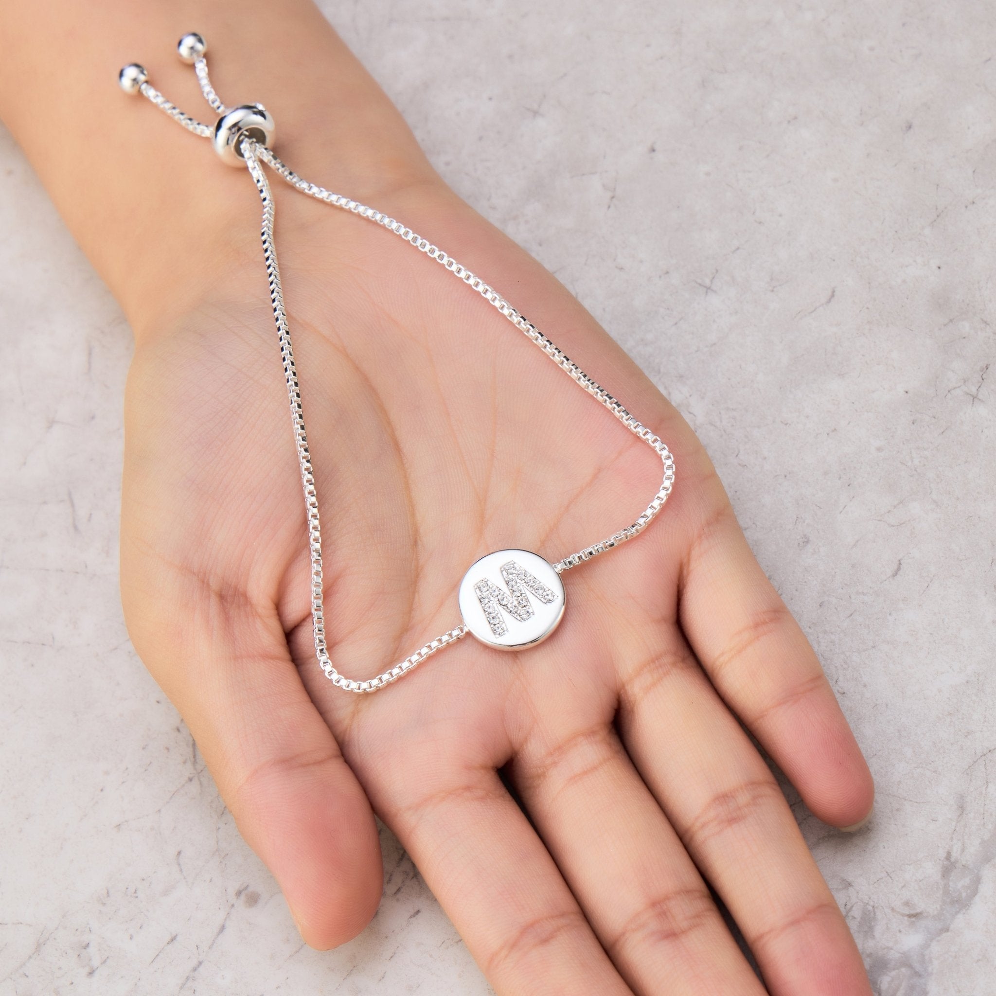 Initial Friendship Slider Bracelet Letter M Created with Zircondia® Crystals