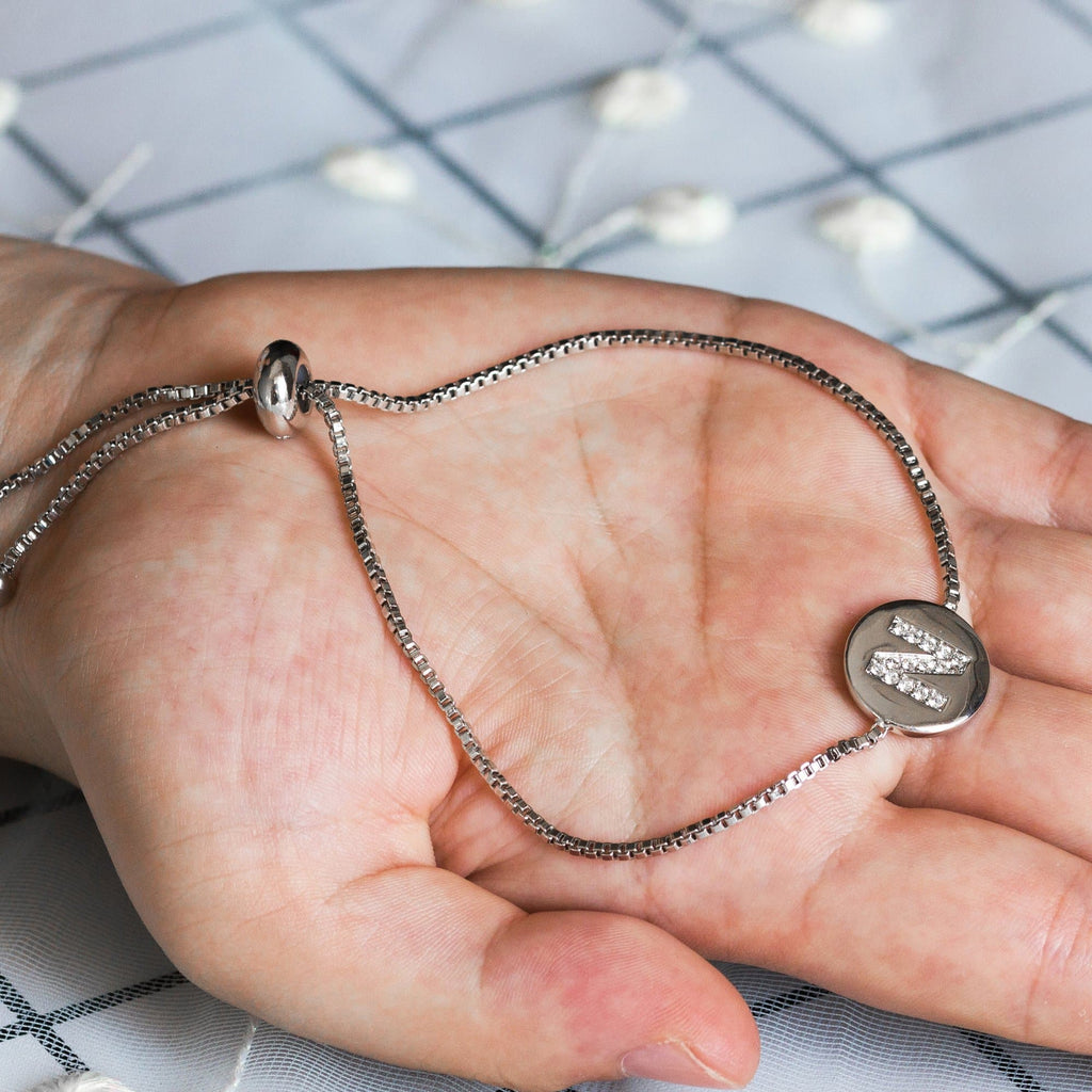 Initial Friendship Slider Bracelet Letter N Created with Zircondia® Crystals