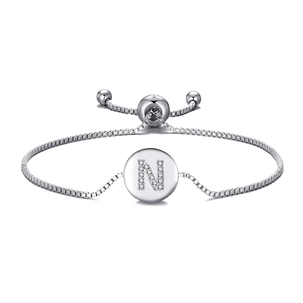 Initial Friendship Slider Bracelet Letter N Created with Zircondia® Crystals