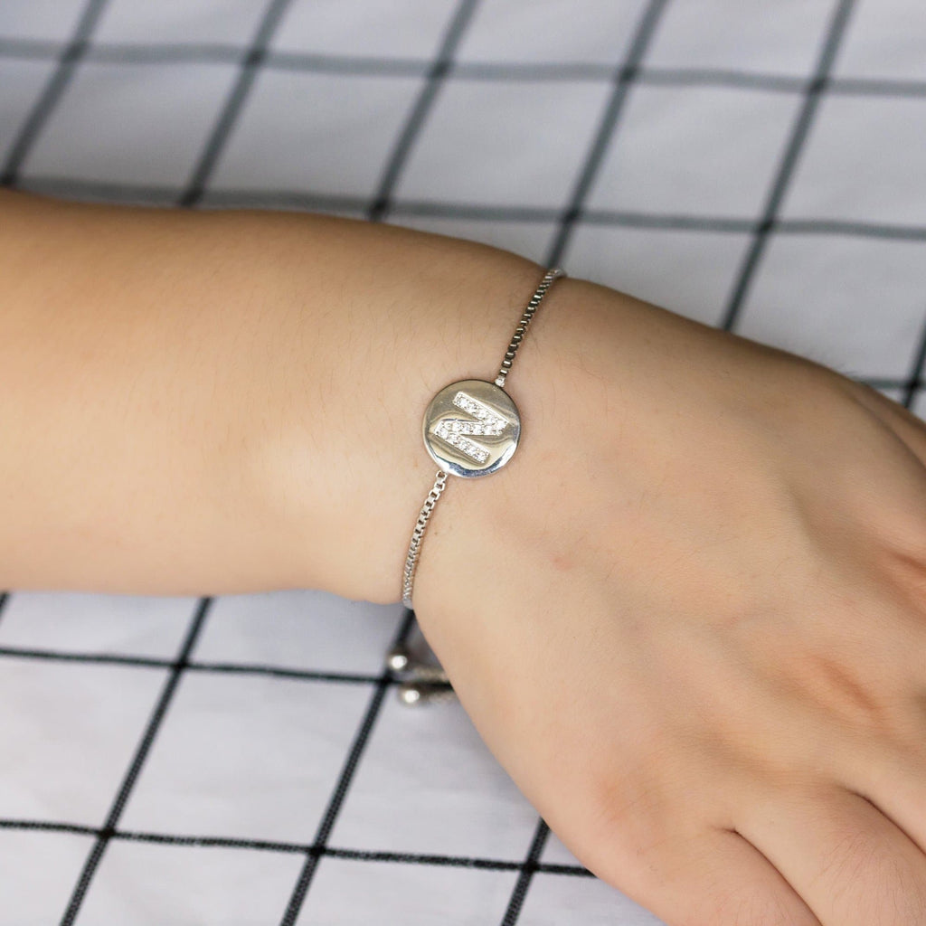 Initial Friendship Slider Bracelet Letter N Created with Zircondia® Crystals