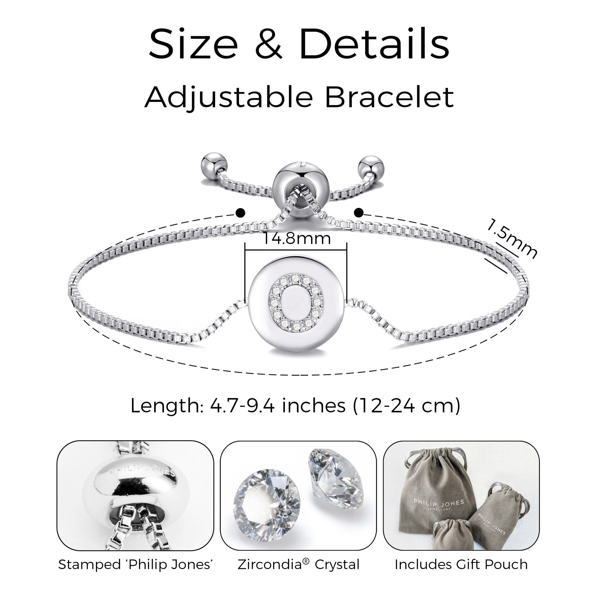 Initial Friendship Slider Bracelet Letter O Created with Zircondia® Crystals
