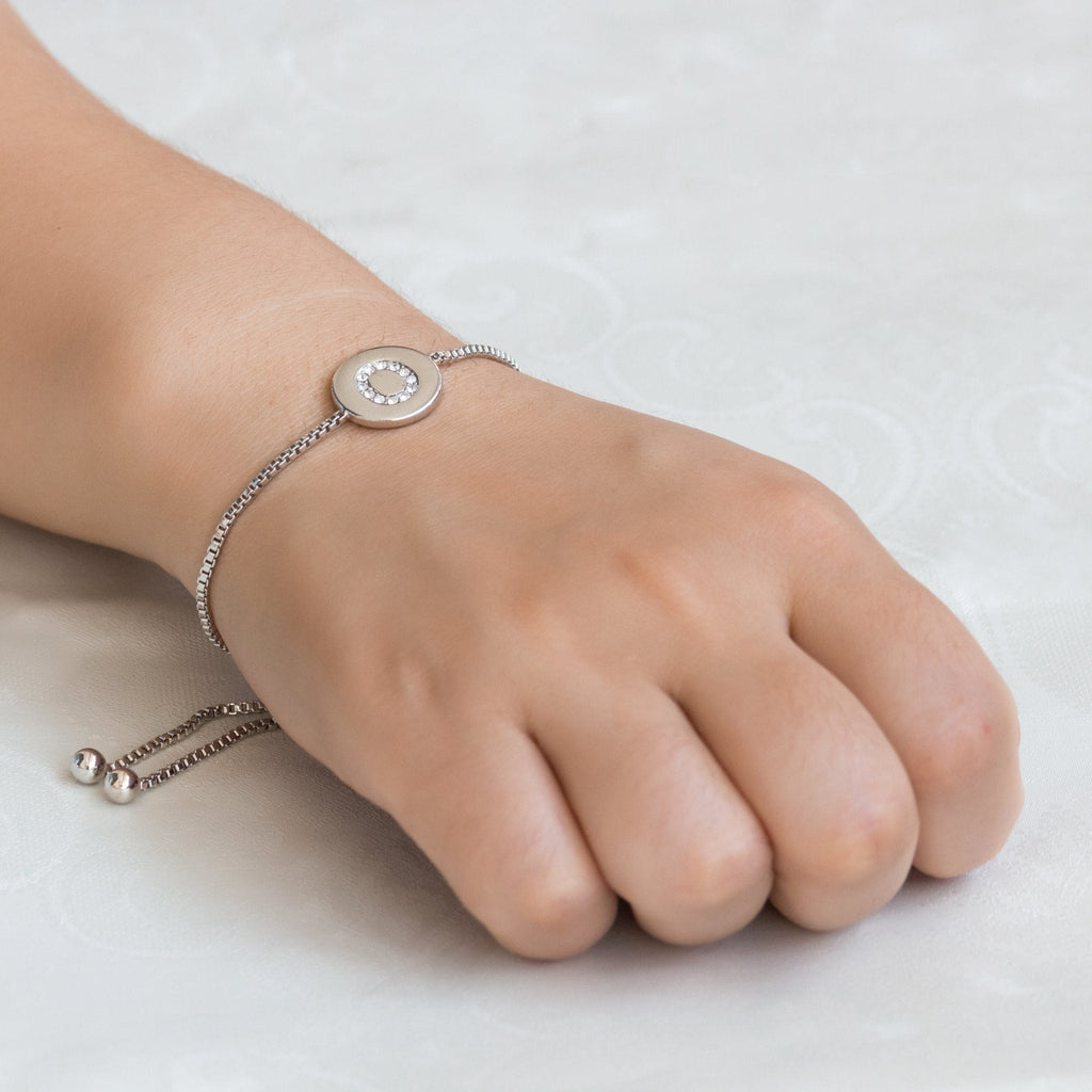 Initial Friendship Slider Bracelet Letter O Created with Zircondia® Crystals