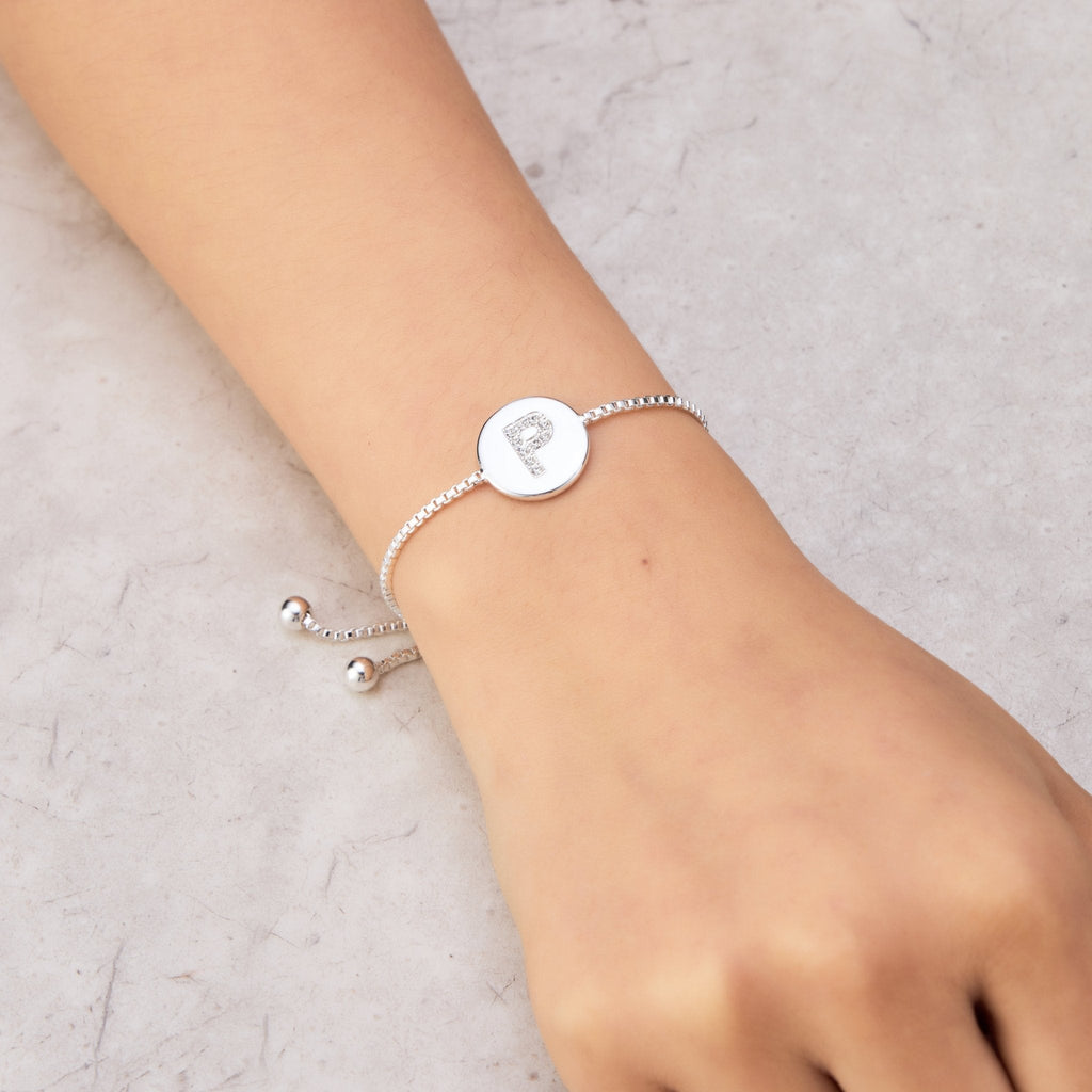 Initial Friendship Slider Bracelet Letter P Created with Zircondia® Crystals