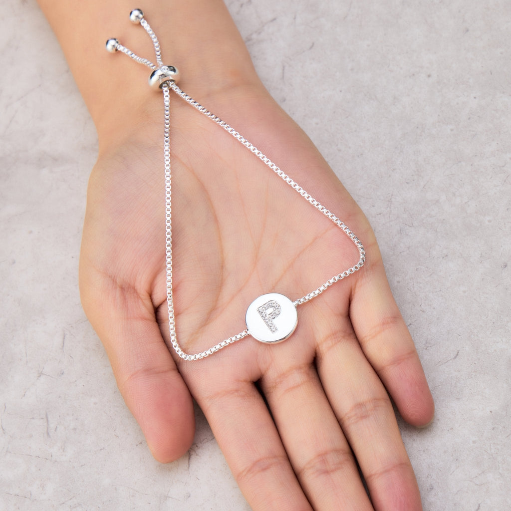Initial Friendship Slider Bracelet Letter P Created with Zircondia® Crystals