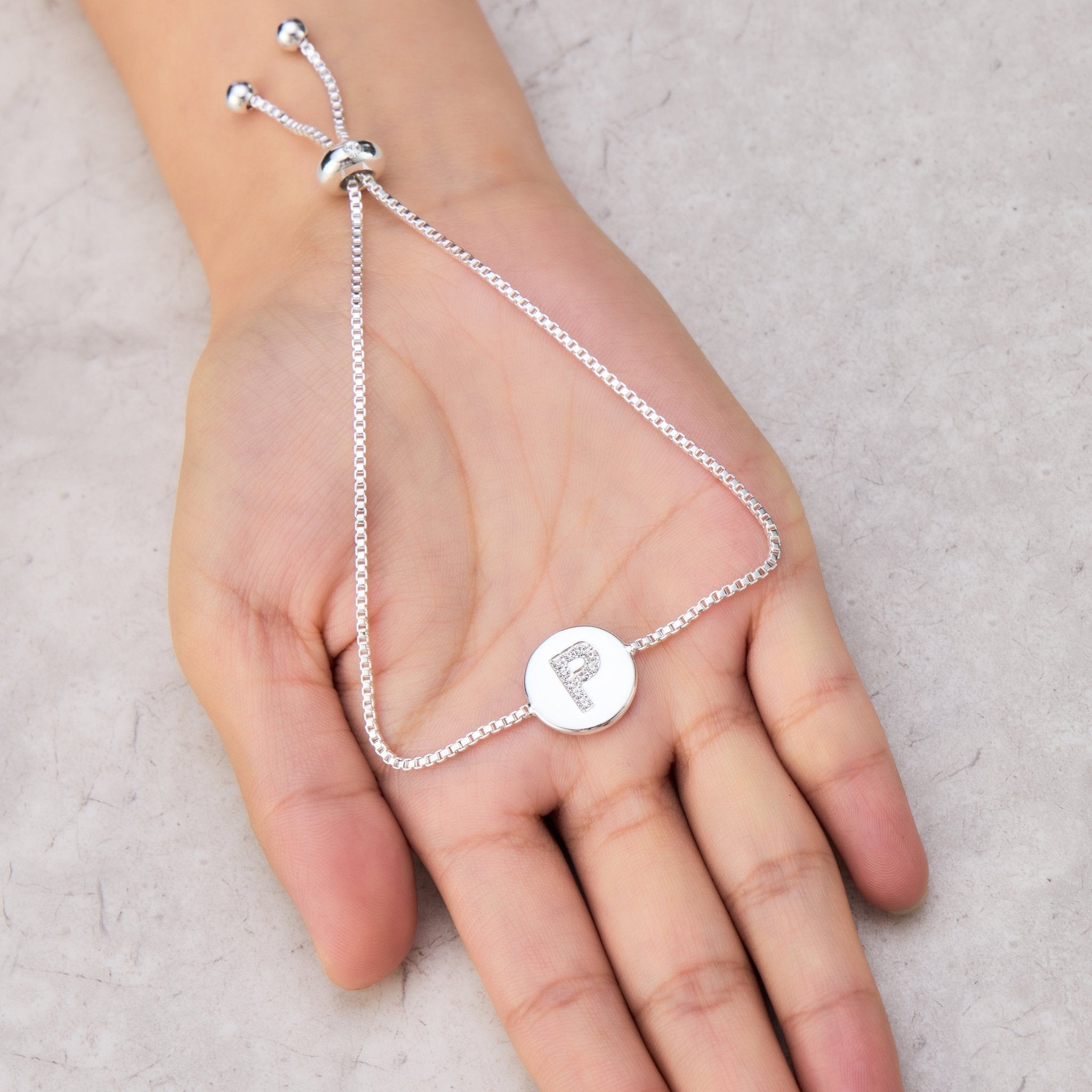 Initial Friendship Slider Bracelet Letter P Created with Zircondia® Crystals