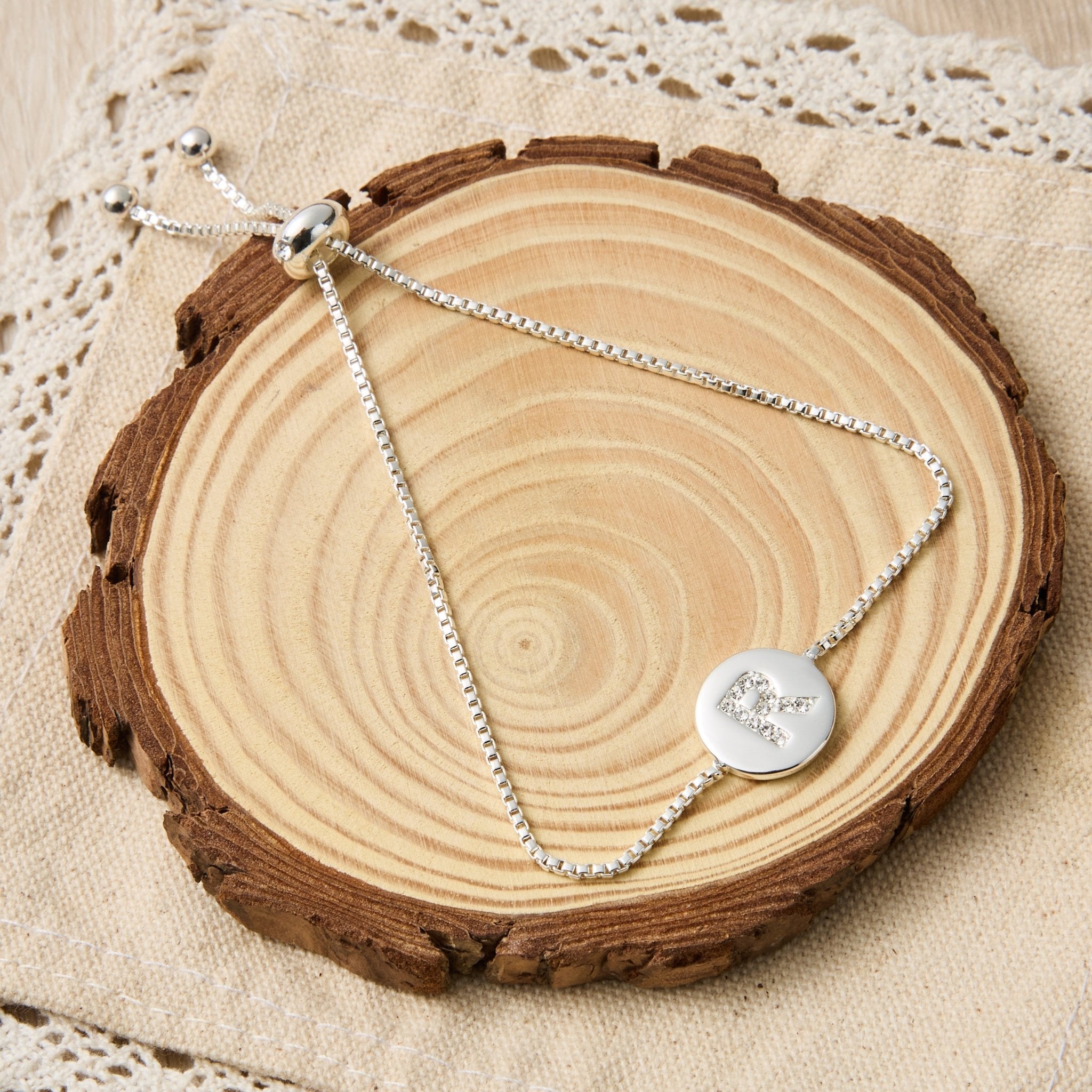 Initial Friendship Slider Bracelet Letter R Created with Zircondia® Crystals