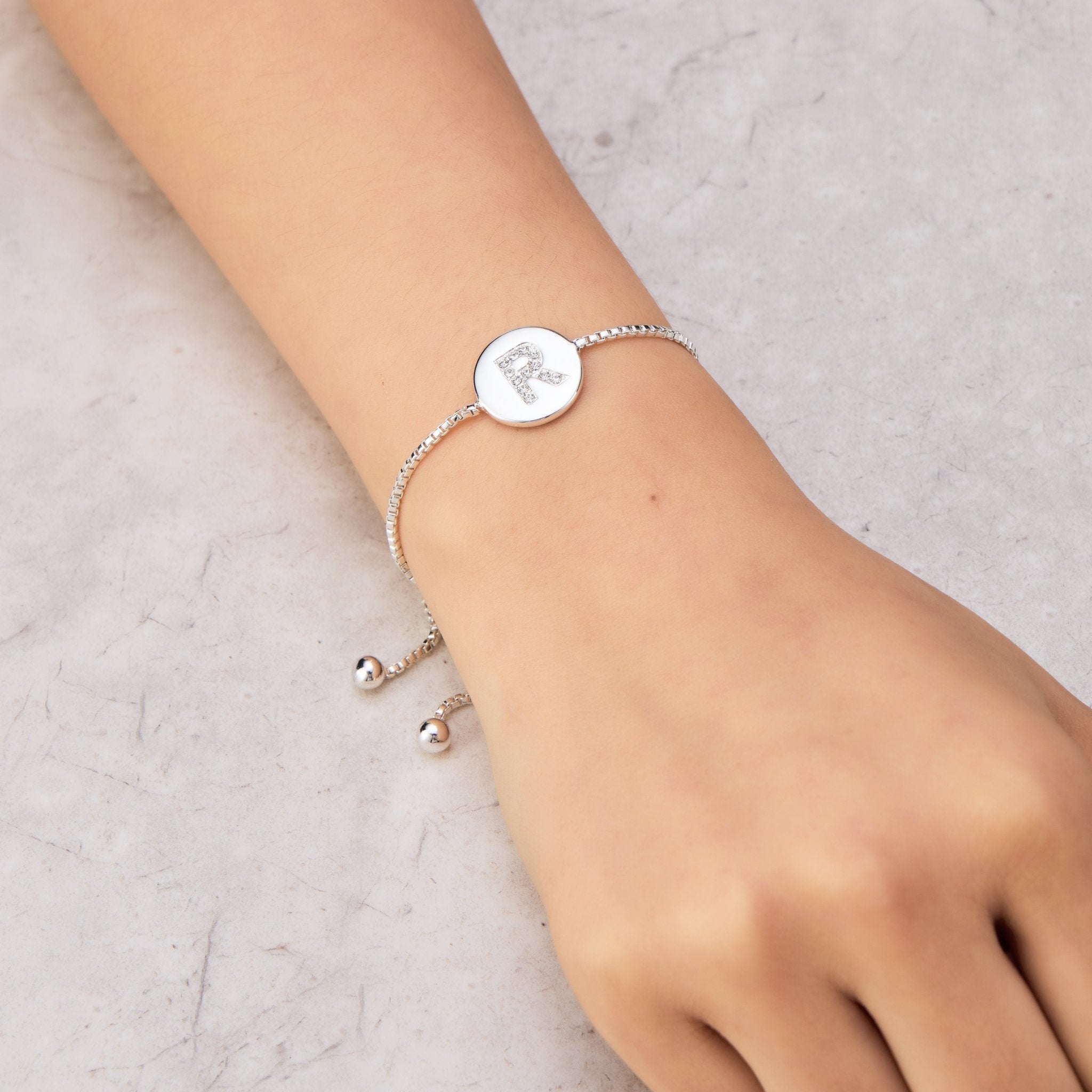 Initial Friendship Slider Bracelet Letter R Created with Zircondia® Crystals