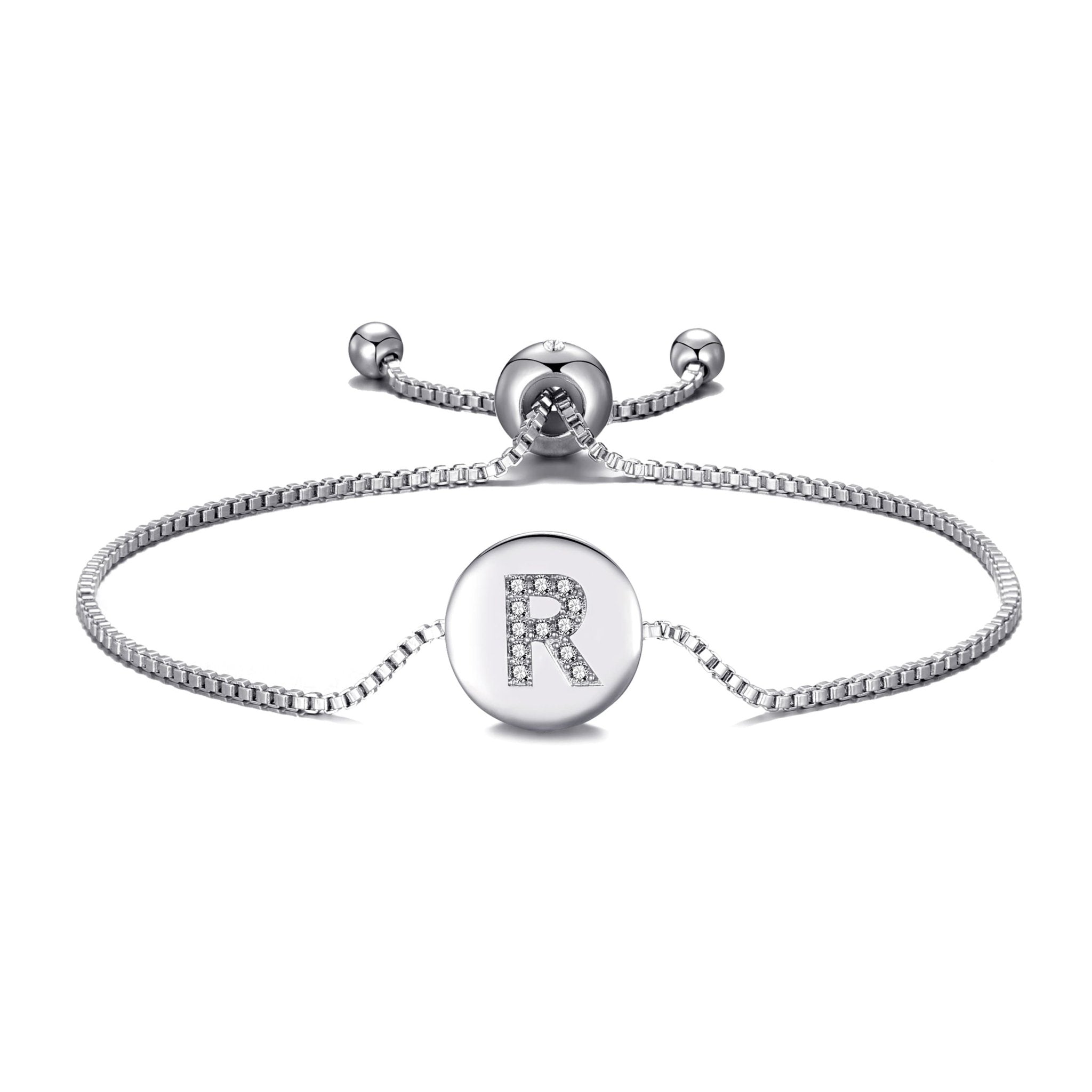 Initial Friendship Slider Bracelet Letter R Created with Zircondia® Crystals