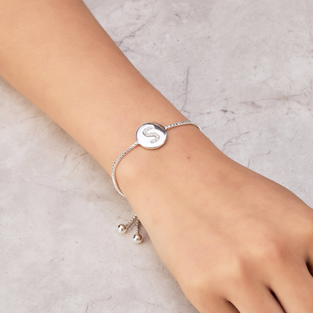 Initial Friendship Slider Bracelet Letter S Created with Zircondia® Crystals