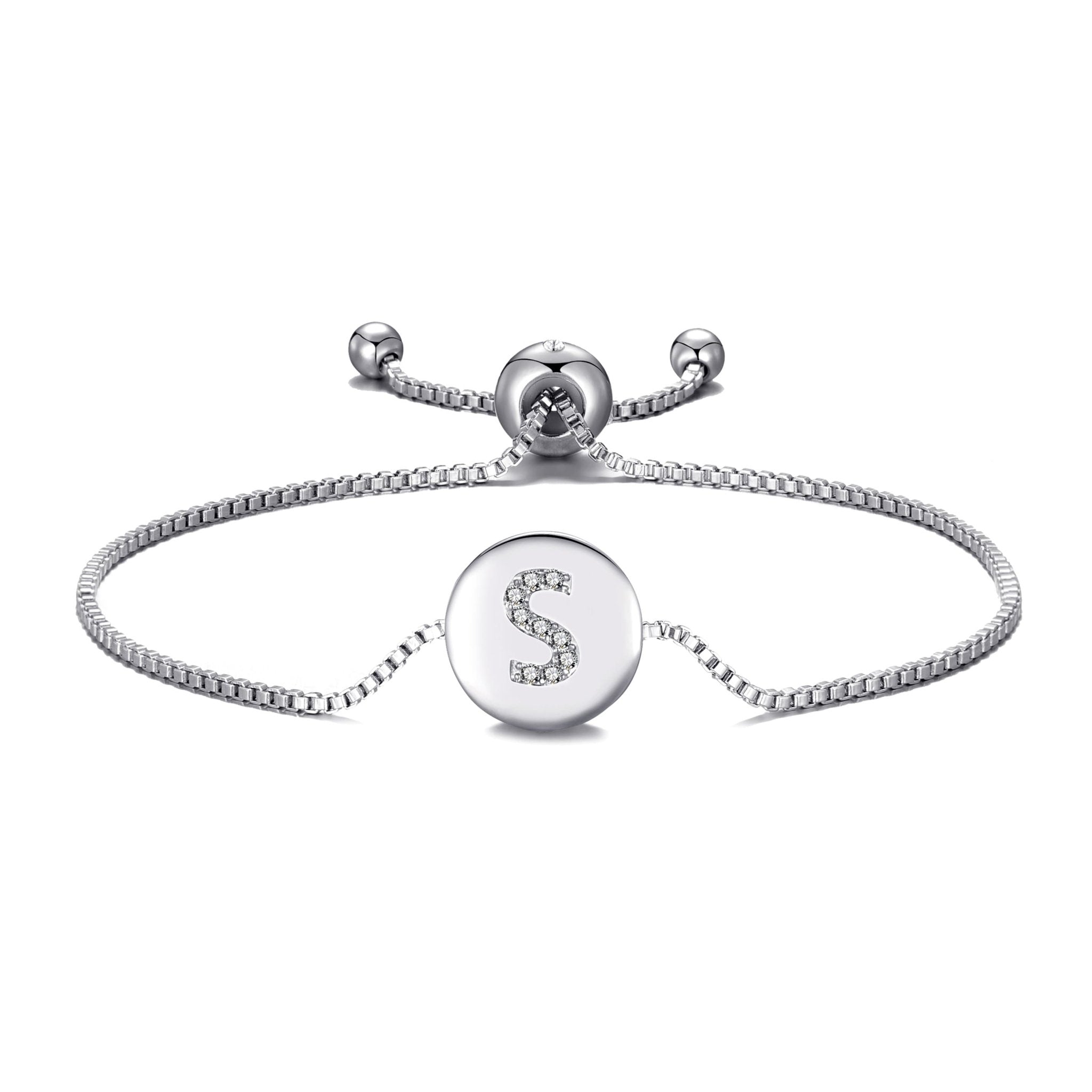 Initial Friendship Slider Bracelet Letter S Created with Zircondia® Crystals