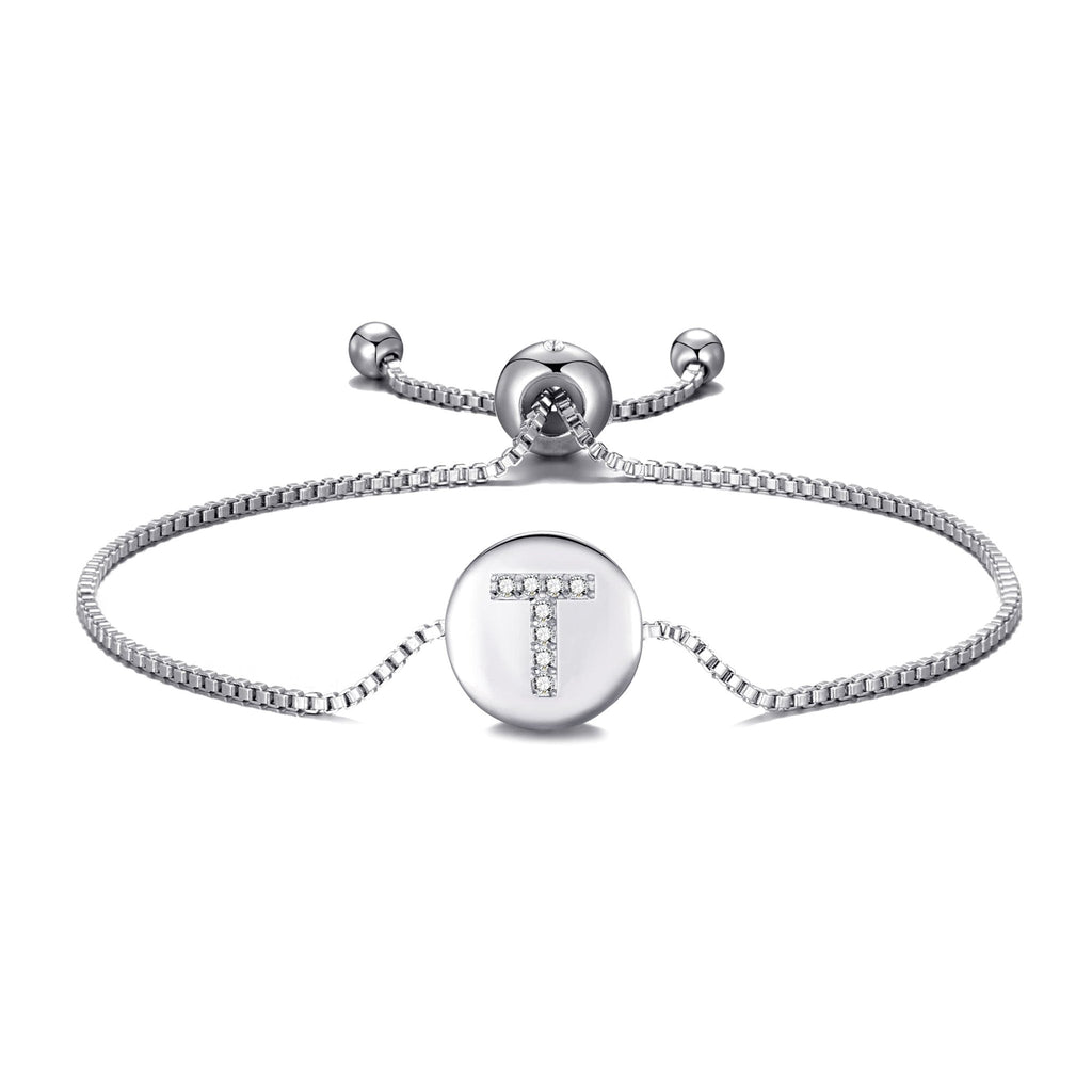 Initial Friendship Slider Bracelet Letter T Created with Zircondia® Crystals